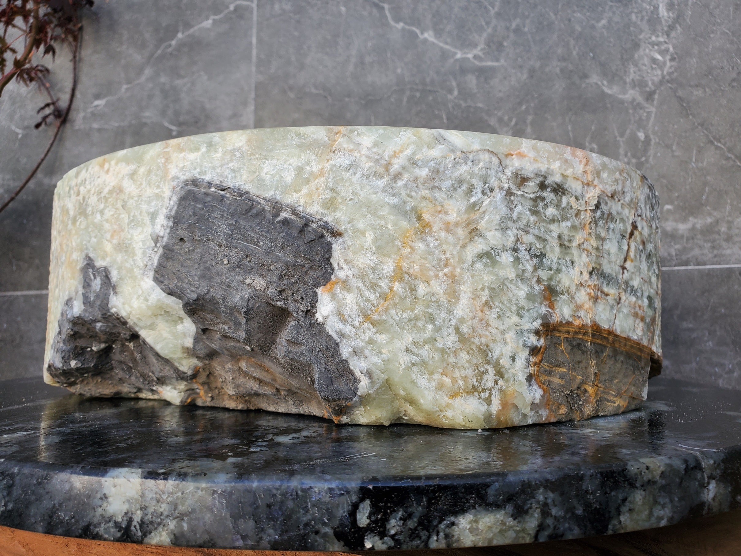 S29_28 Onyx Stone Vessel Bathroom Sink - 15 x 15 inch