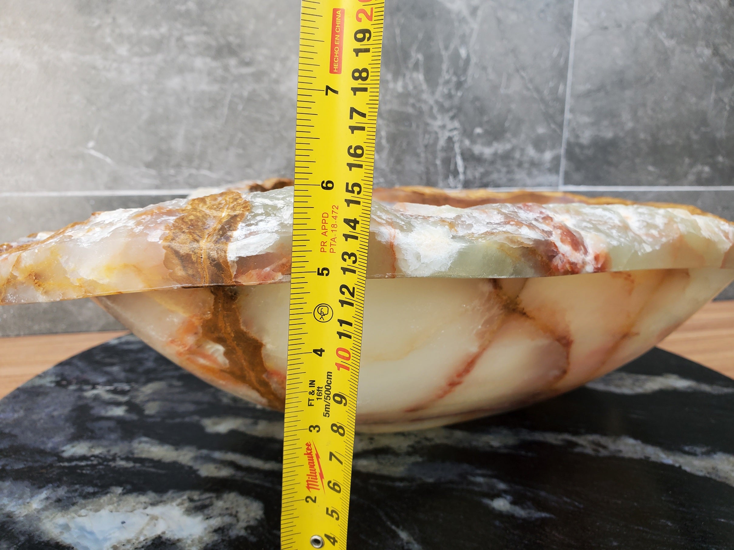S29_16 Onyx Stone Vessel Bathroom Sink - 20.5 x 14 inch