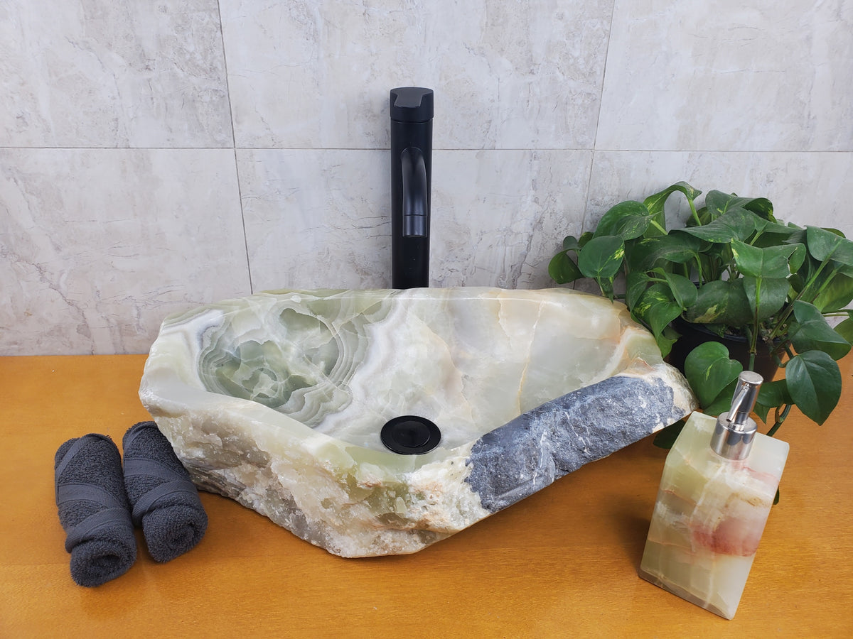 S24_07 Onyx Stone Vessel Bathroom Sink