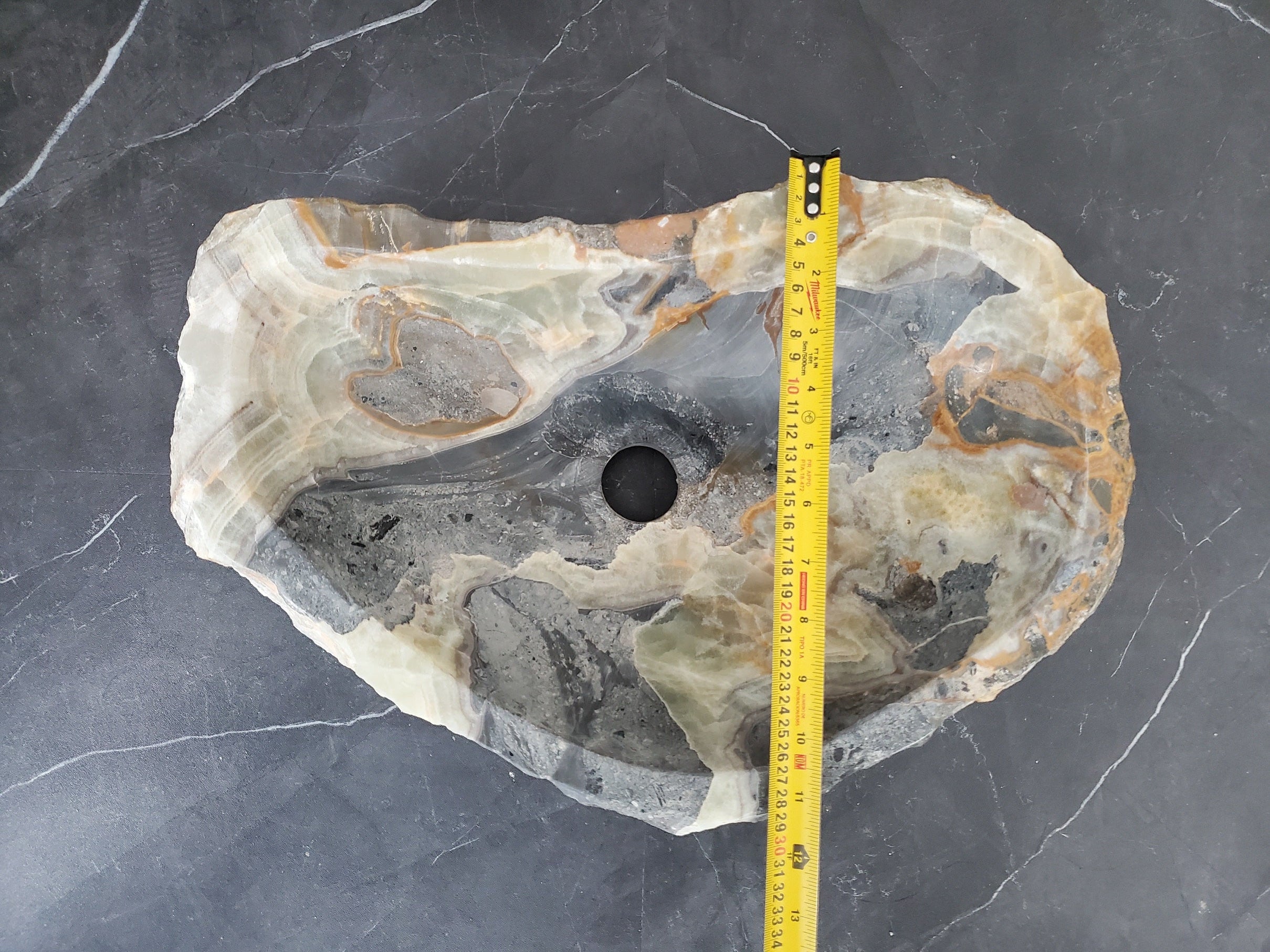 S25_19 Onyx Stone Vessel Bathroom Sink - 17 x 11 inch