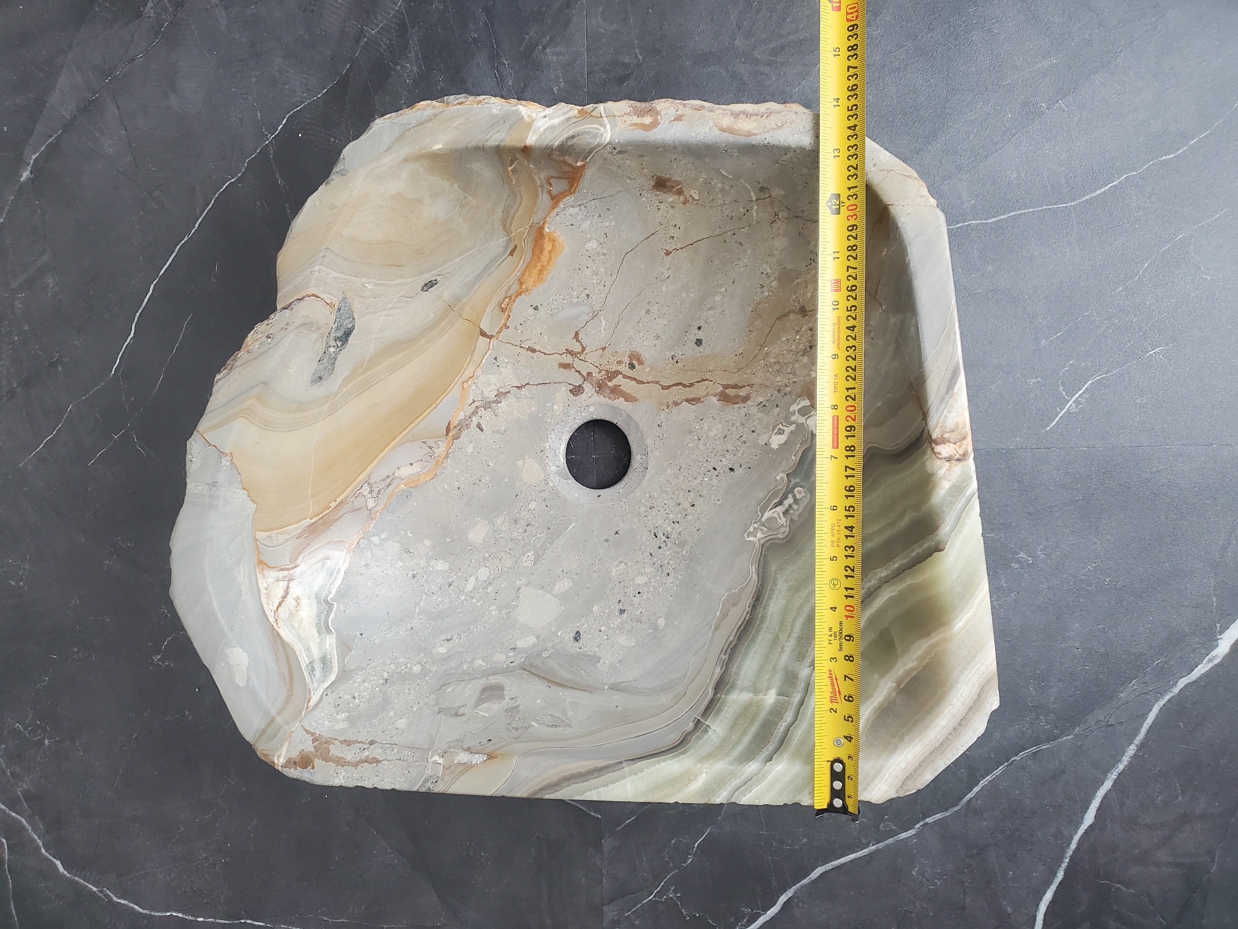 S25_10 Green Onyx Stone Vessel Bathroom Sink