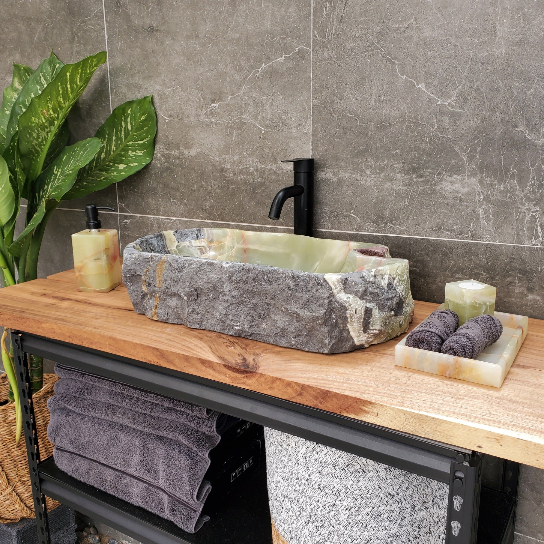 S31_11 Onyx Stone Vessel Bathroom Sink