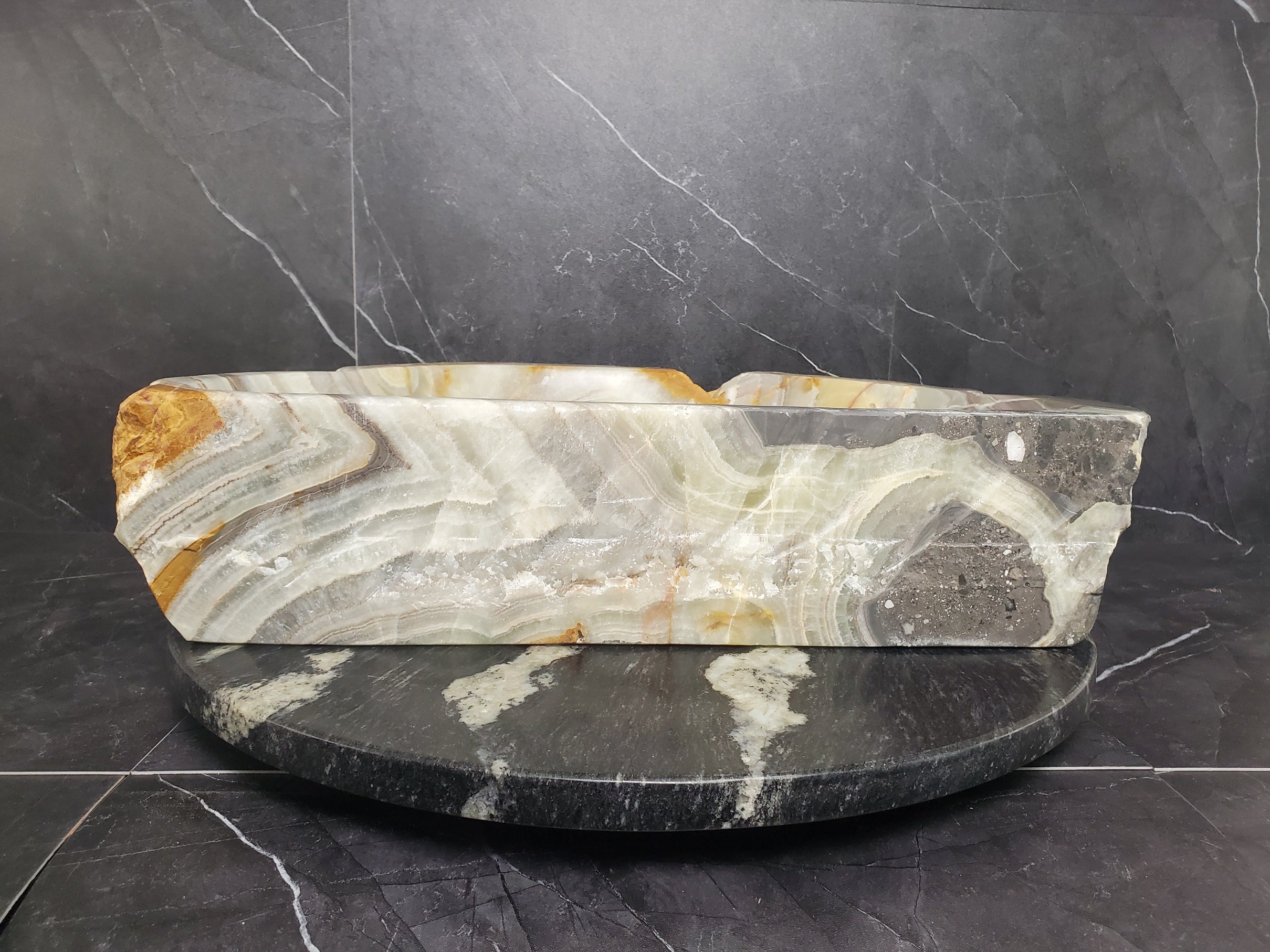 S25_14 Green Onyx Stone Vessel Bathroom Sink