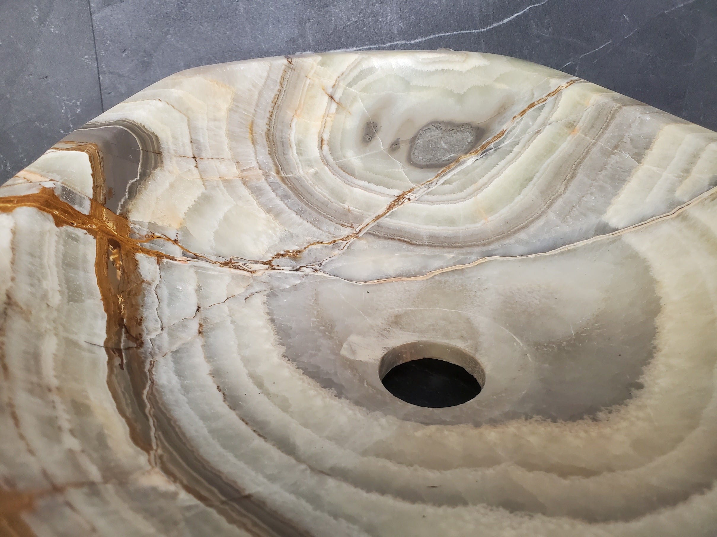S28_11 Onyx Stone Vessel Bathroom Sink - 17 x 12.5 inch