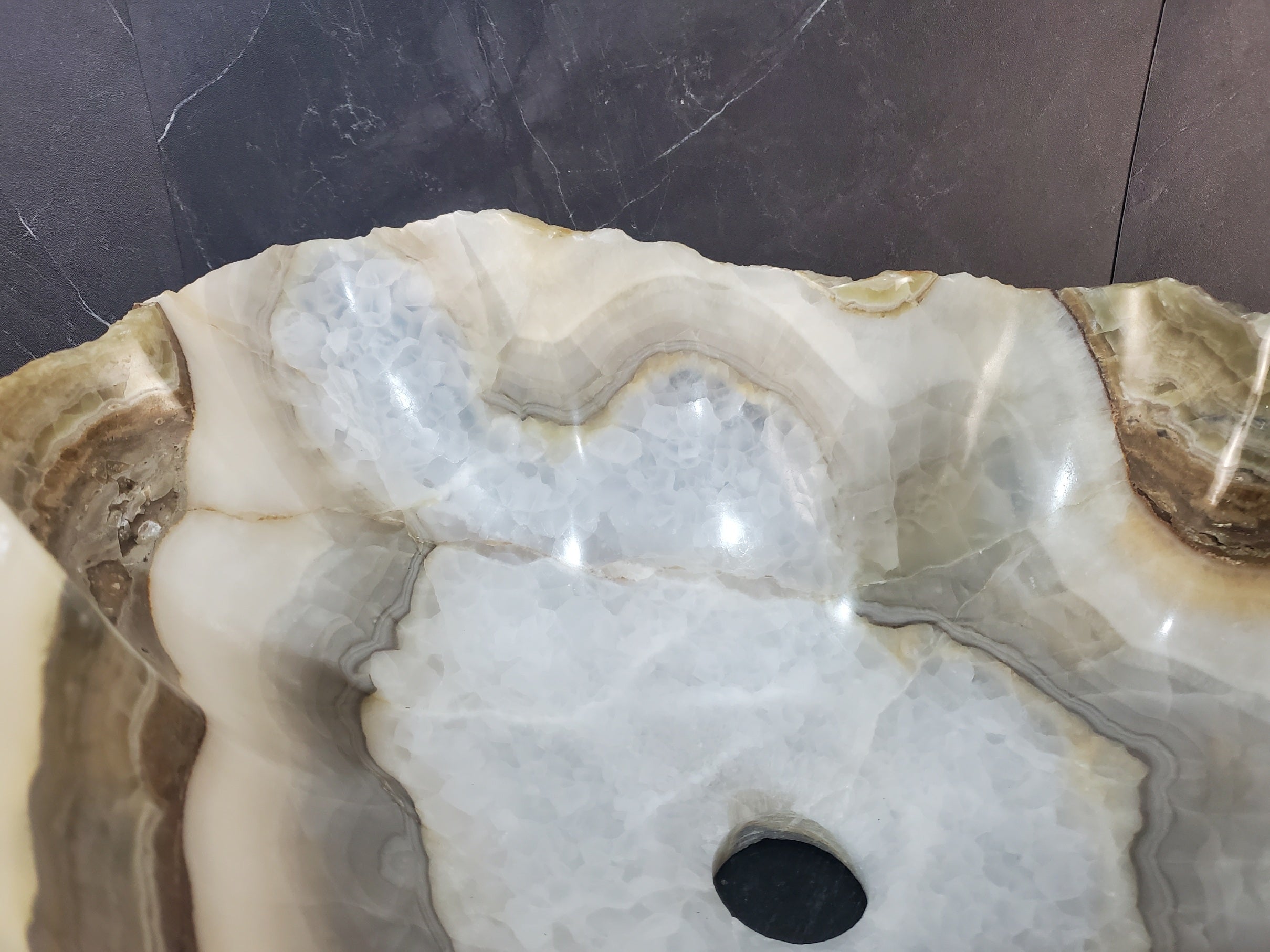 S27_19 Onyx Stone Bathroom Vessel Sink