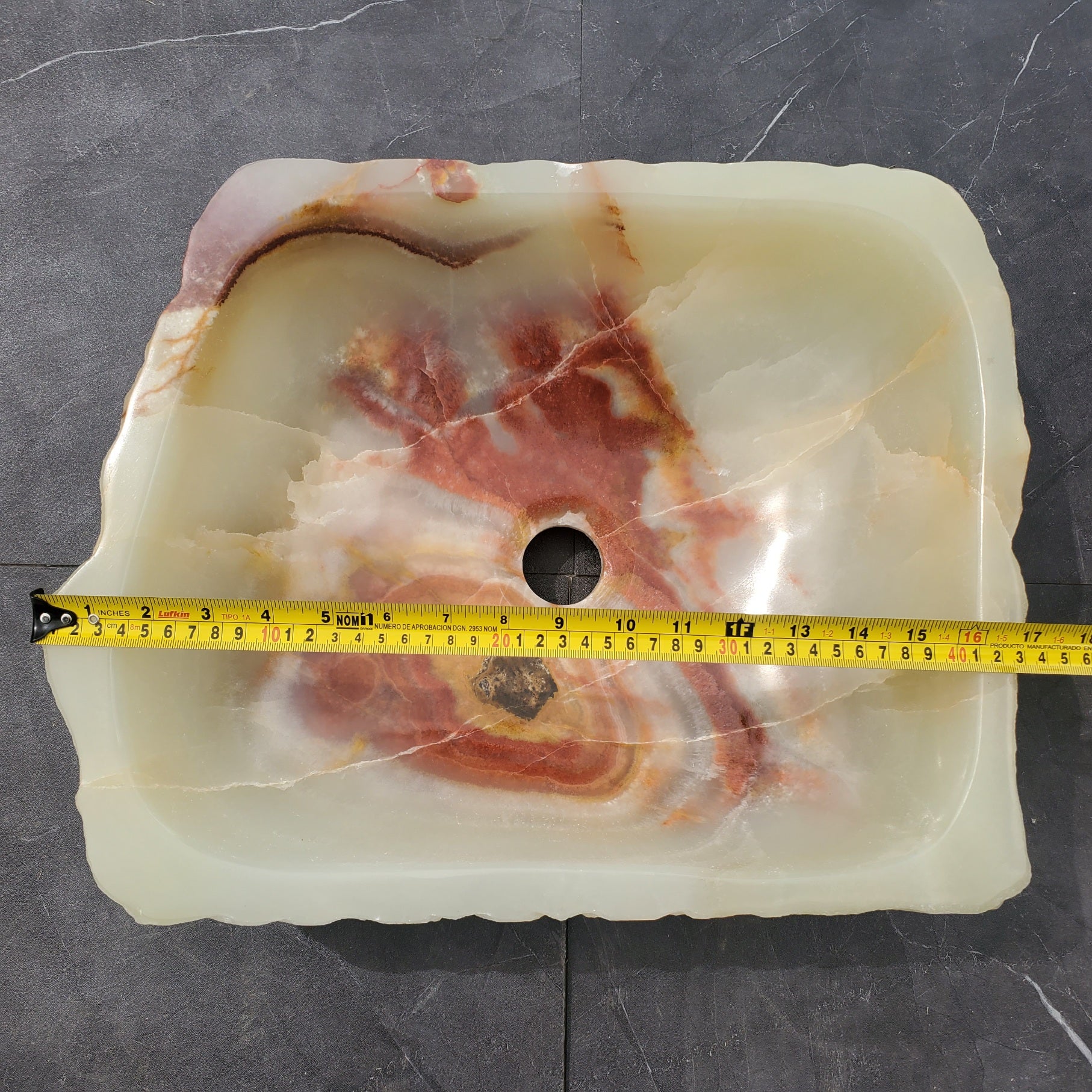 S31_20 Onyx Stone Vessel Bathroom Sink - 17.5 x 16 inch