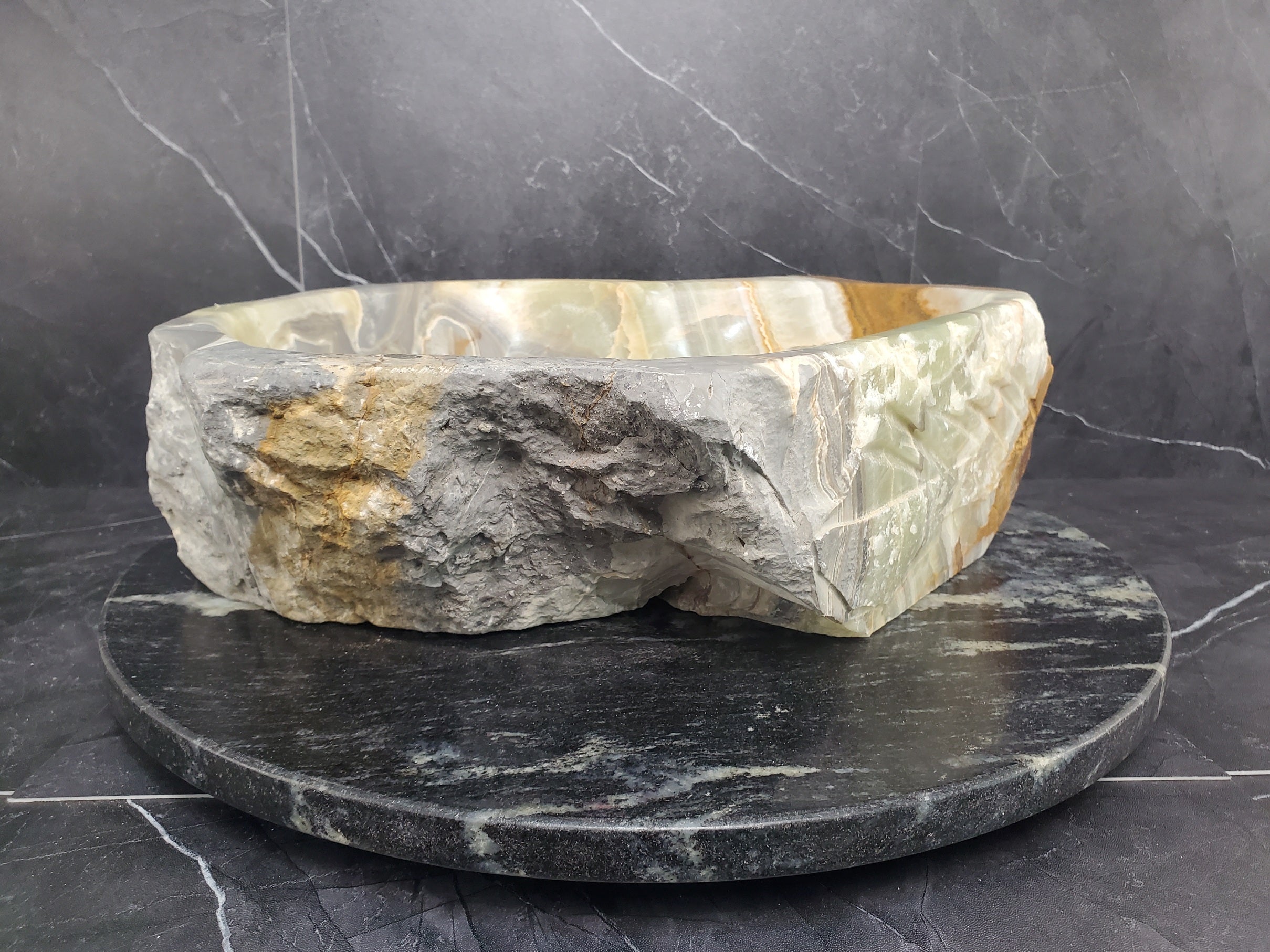 S25_11 Green Onyx Stone Vessel Bathroom Sink