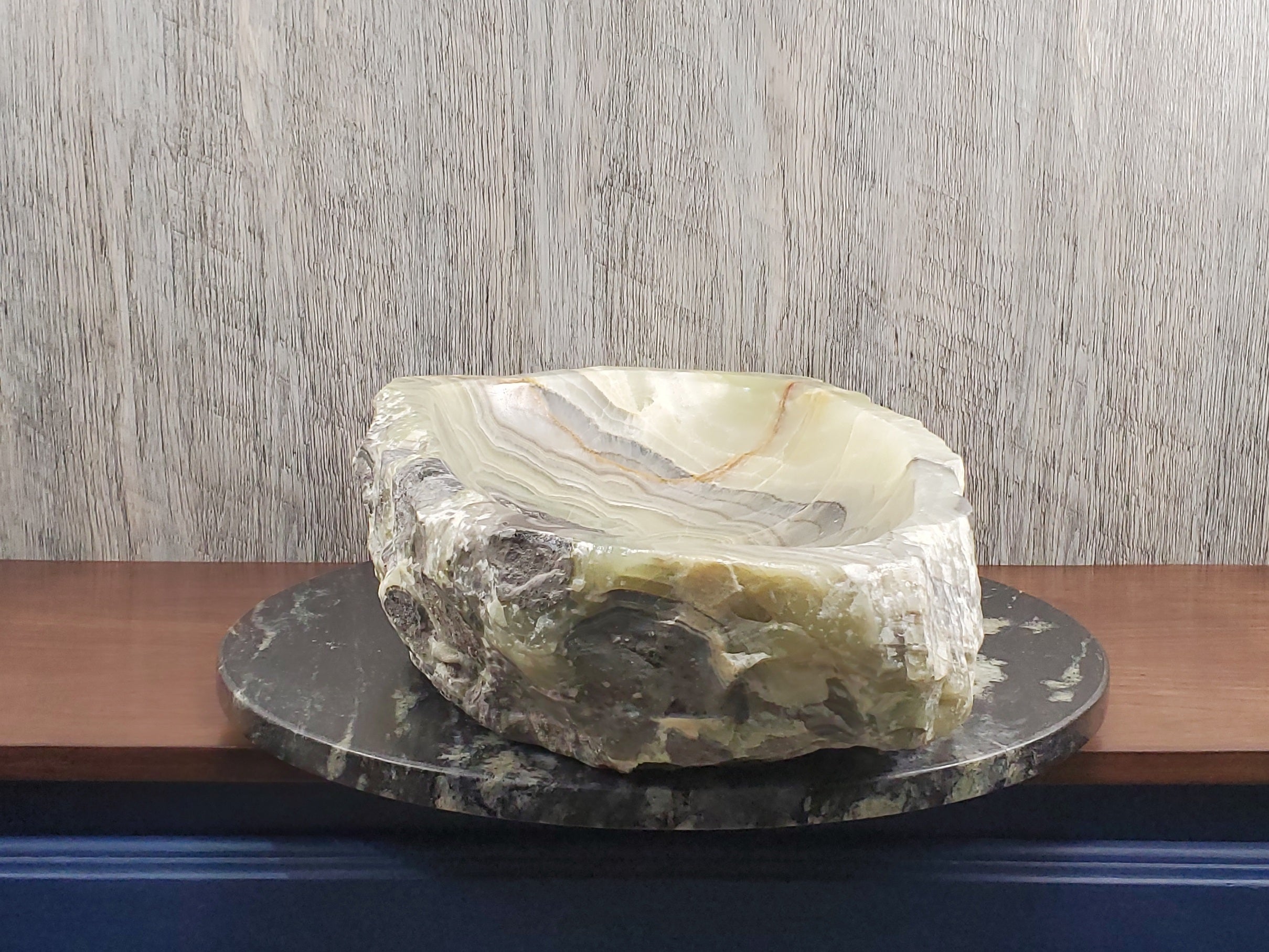 S24_16 Green Onyx Stone Vessel Bathroom Sink