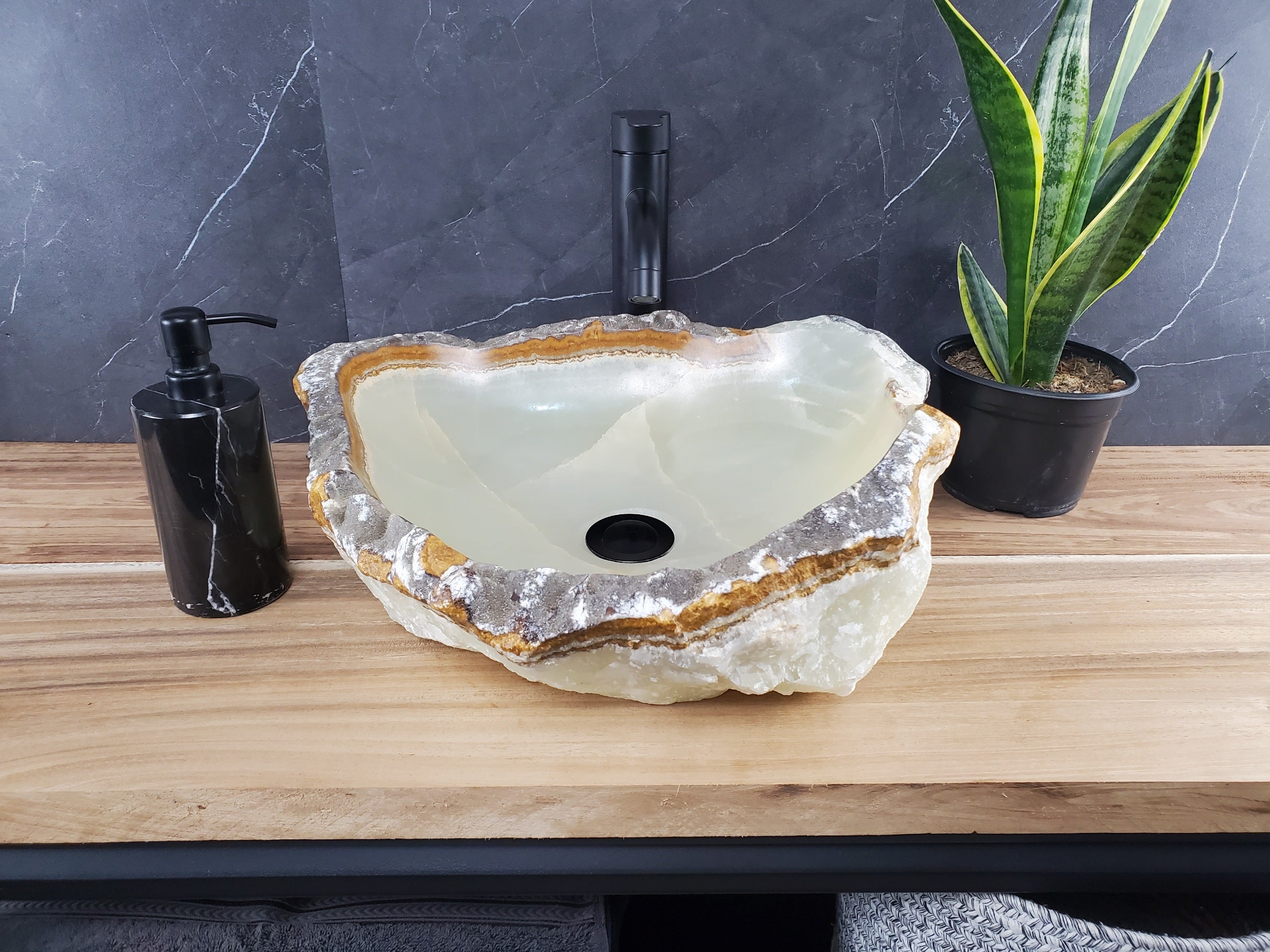 S28_15 Onyx Stone Vessel Bathroom Sink