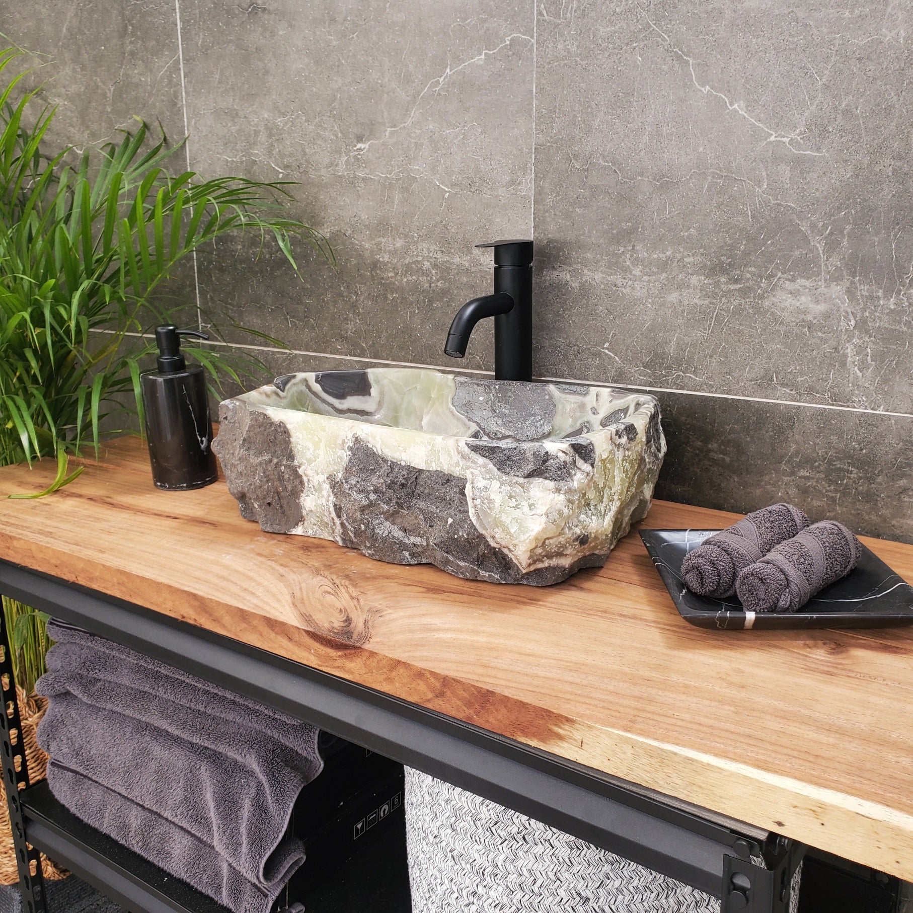 S31_24 Onyx Stone Vessel Bathroom Sink