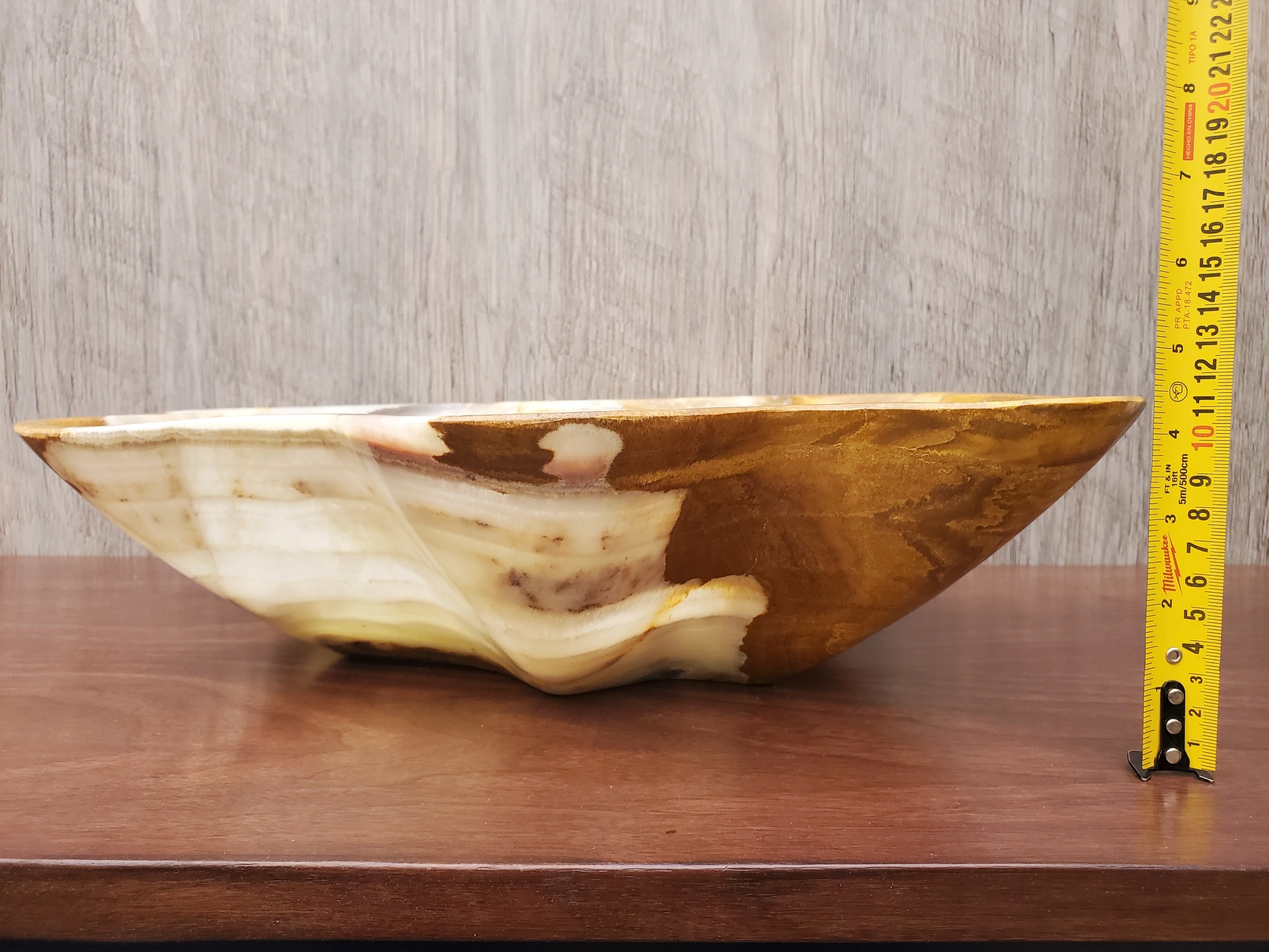 S23_12 Green and Brown Onyx Stone Vessel Bathroom Sink - 19 x 16 inch