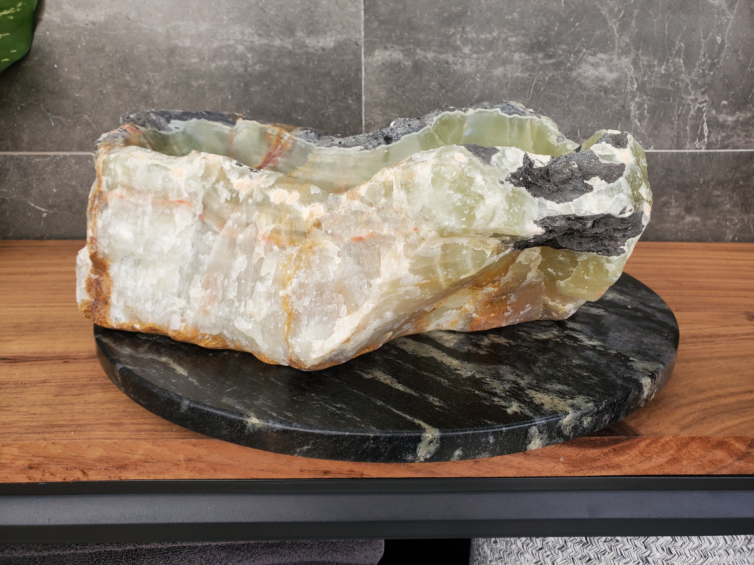 S31_17 Onyx Stone Vessel Bathroom Sink - 17.5 x 14 inch