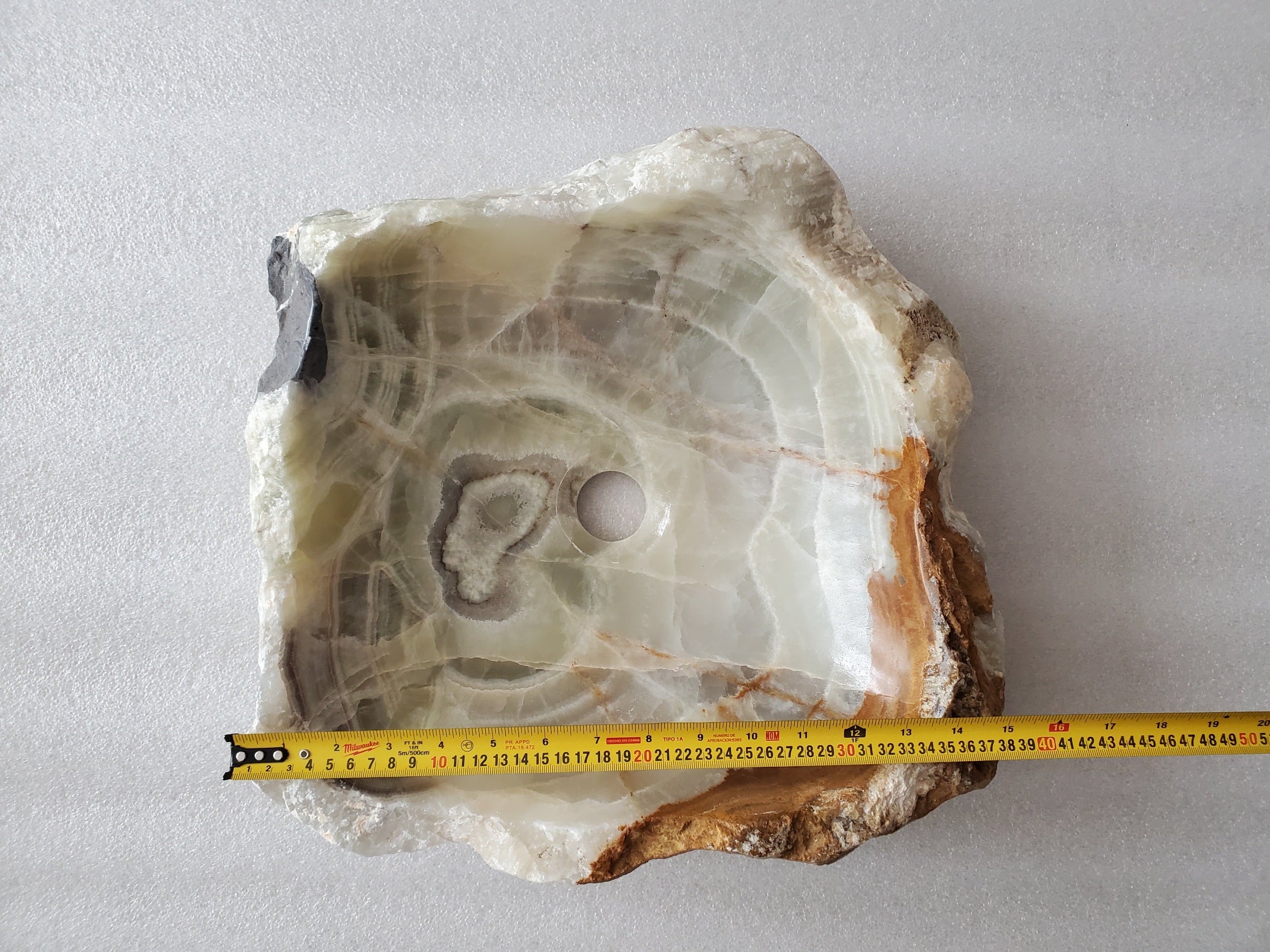 S23_25 Onyx Stone Vessel Bathroom Sink - 15 x 14 inch