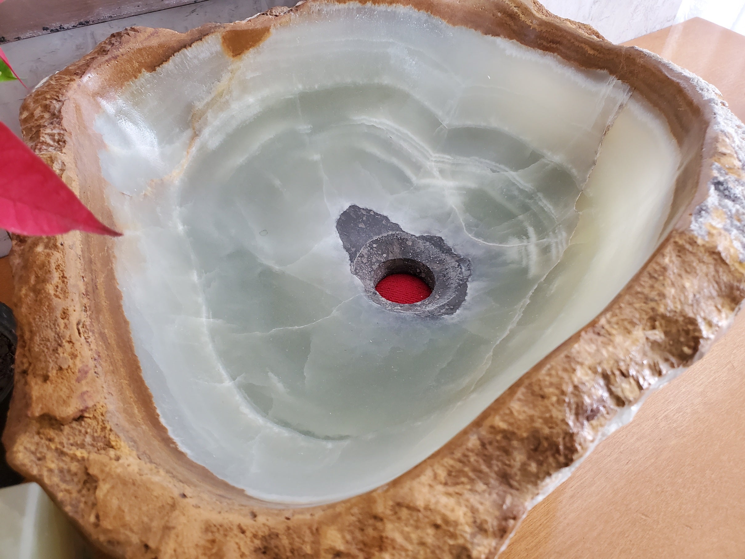 S23_30 Onyx Stone Vessel Bathroom Sink - 15 x 13 inch