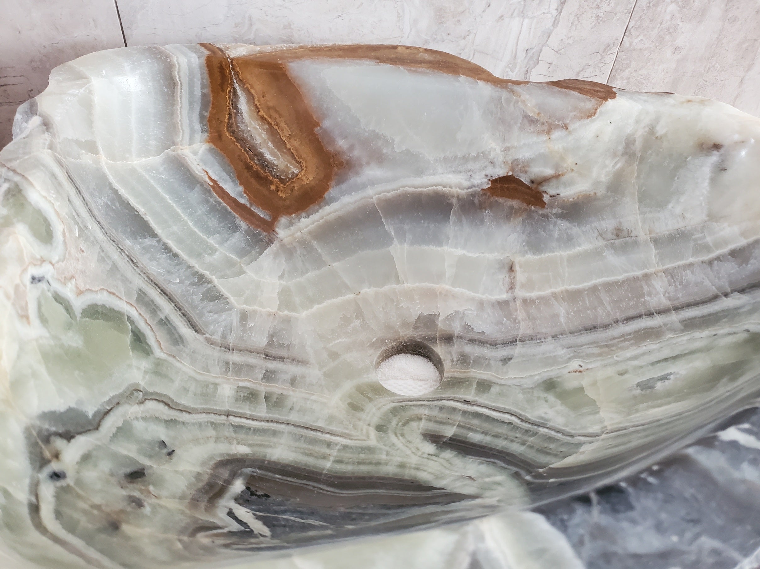 S23_26 Onyx Stone Vessel Bathroom Sink- 19 x 16 inch