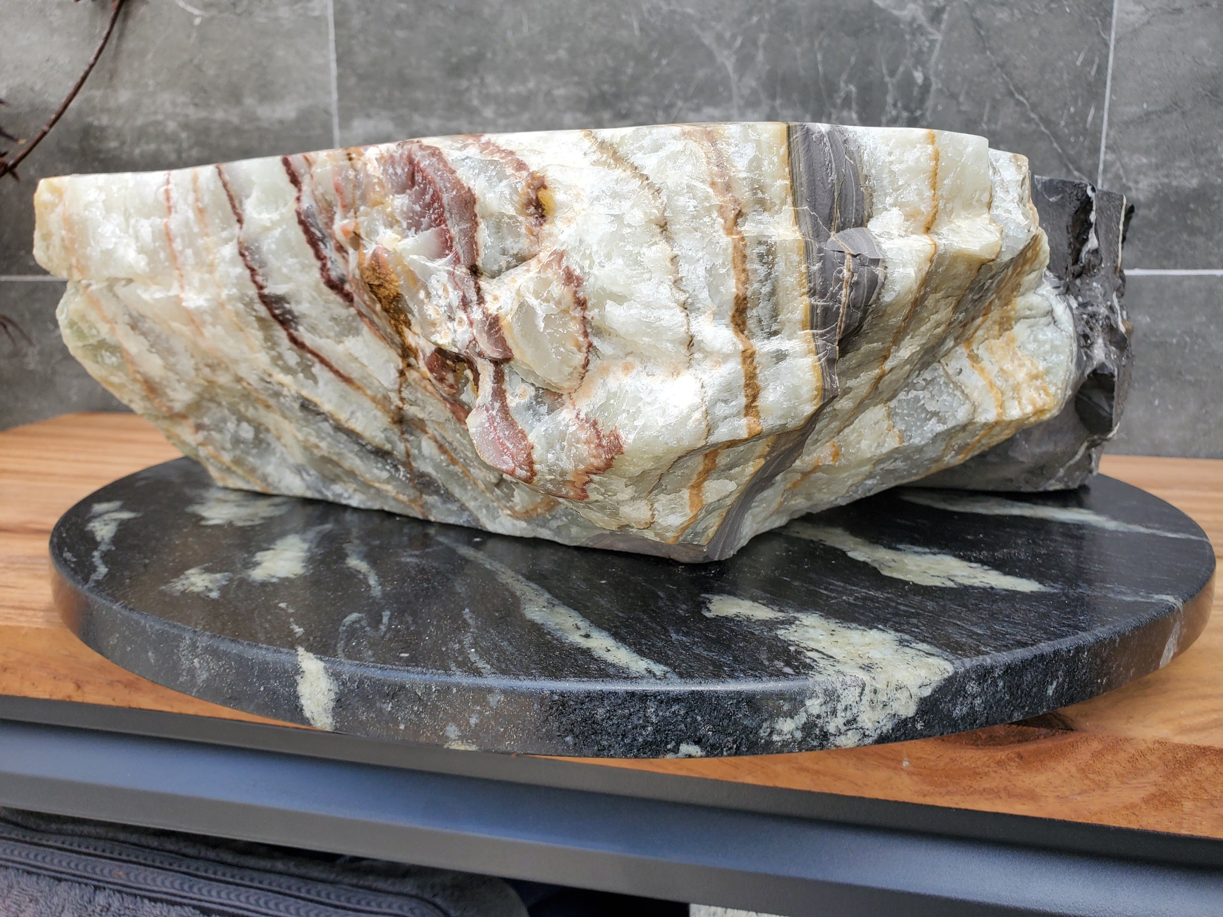 S30_25 Onyx Stone Vessel Bathroom Sink - 15 x 15 inch