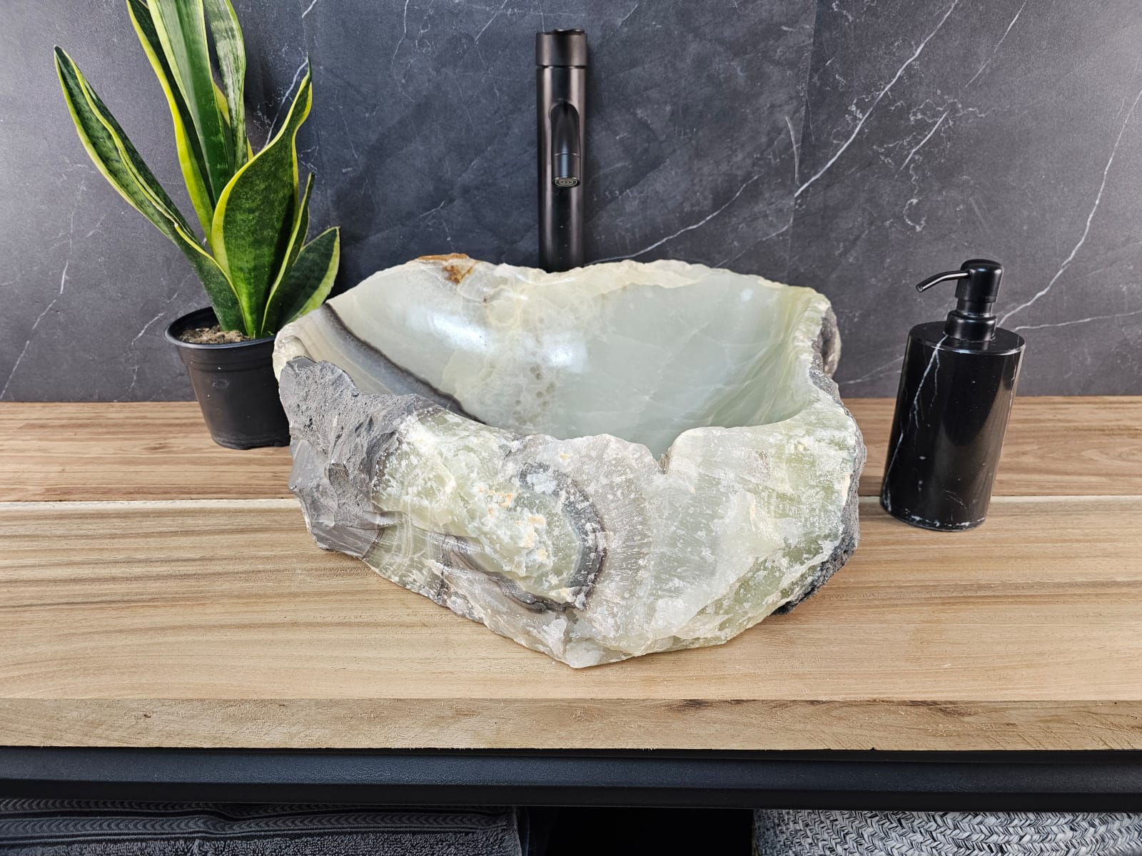S29_03 Onyx Stone Vessel Bathroom Sink - 18 x 14.5 inch
