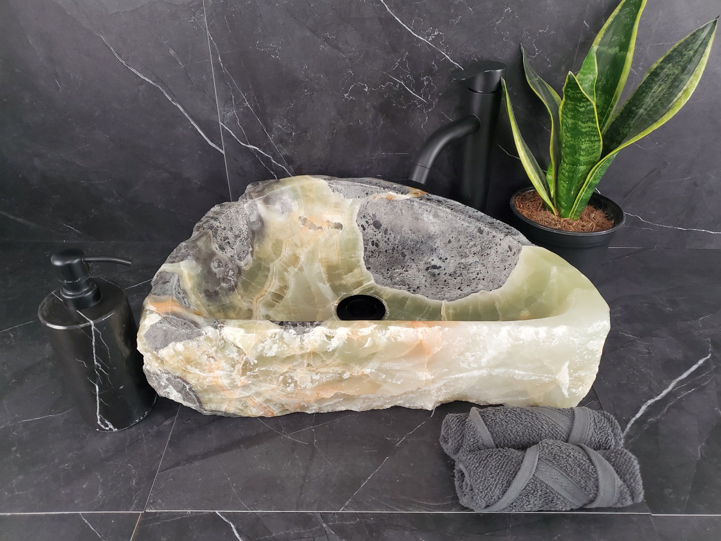 S26_07 Onyx Stone Vessel Bathroom Sink