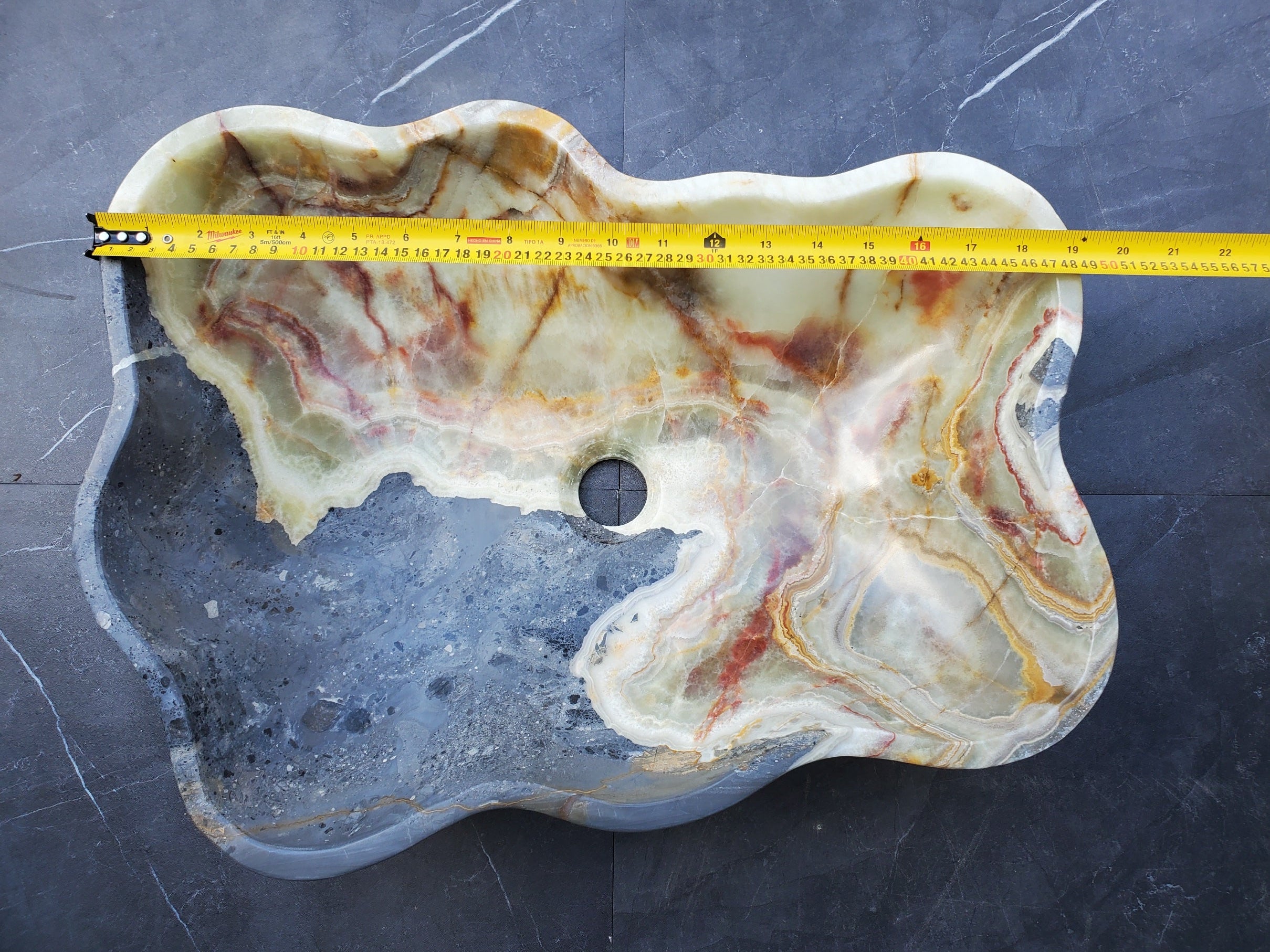 S30_18 Onyx Stone Vessel Bathroom Sink - 19 x 14 inch