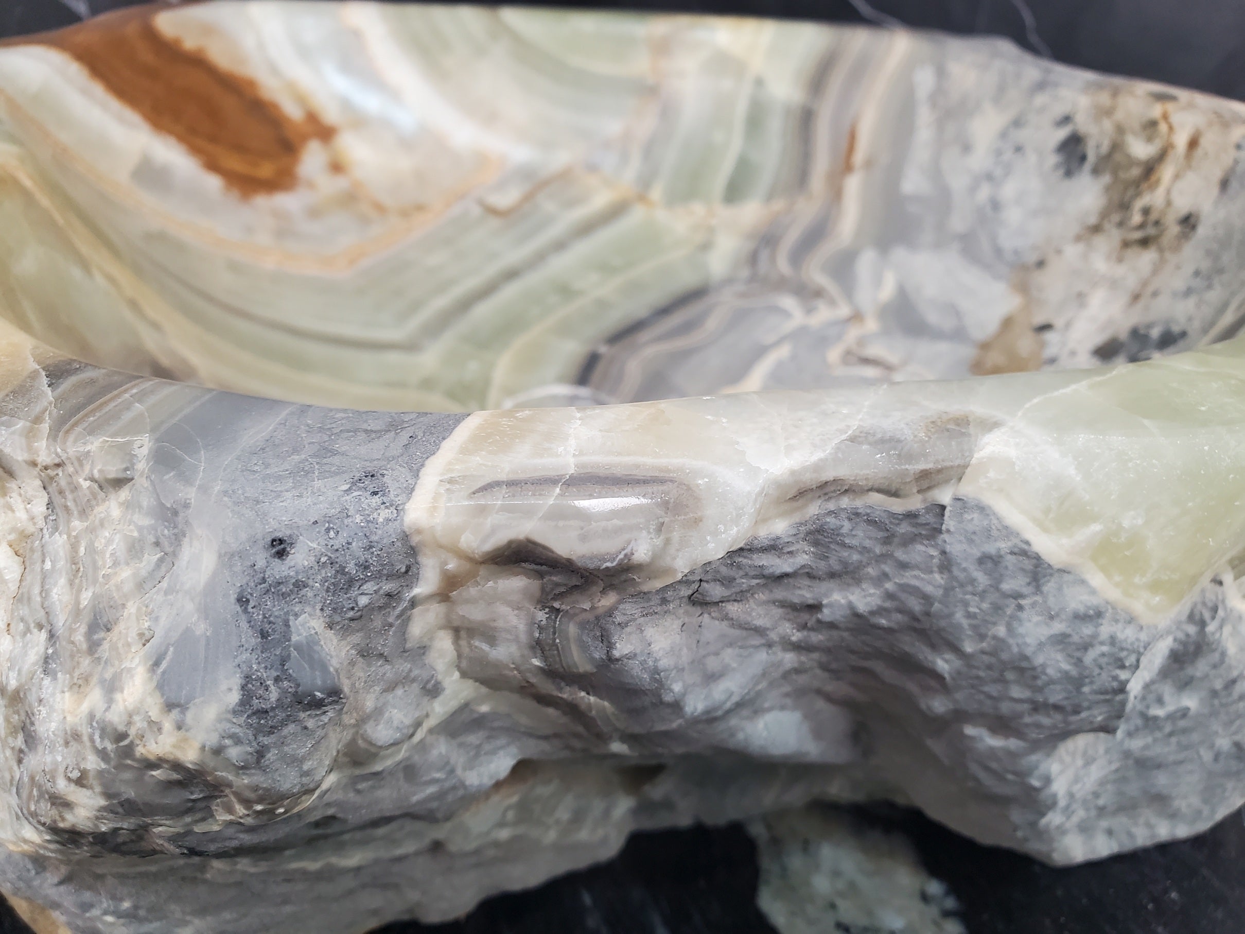 S25_11 Green Onyx Stone Vessel Bathroom Sink - 17.5 x 15 inch