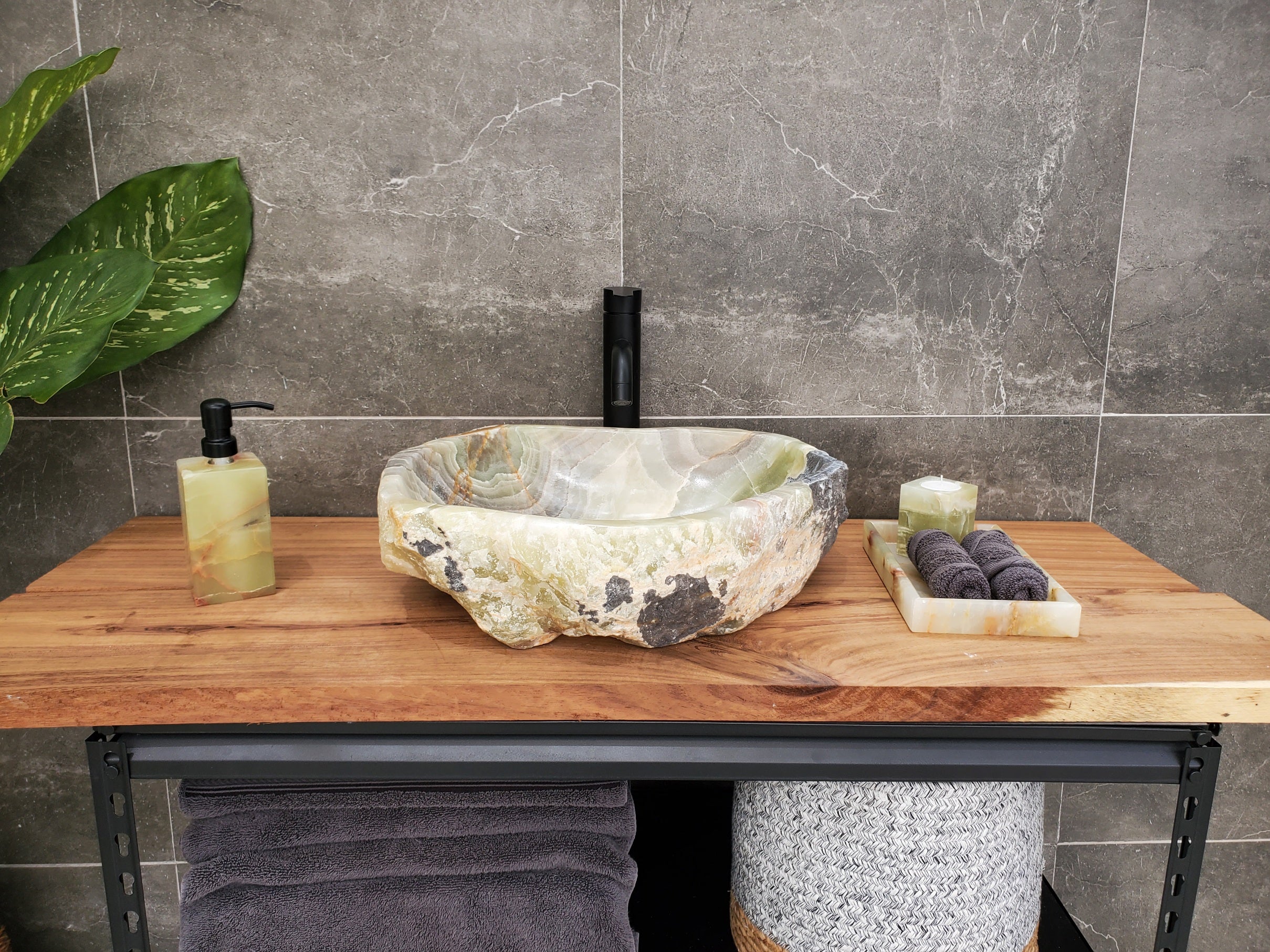 S31_12 Onyx Stone Vessel Bathroom Sink