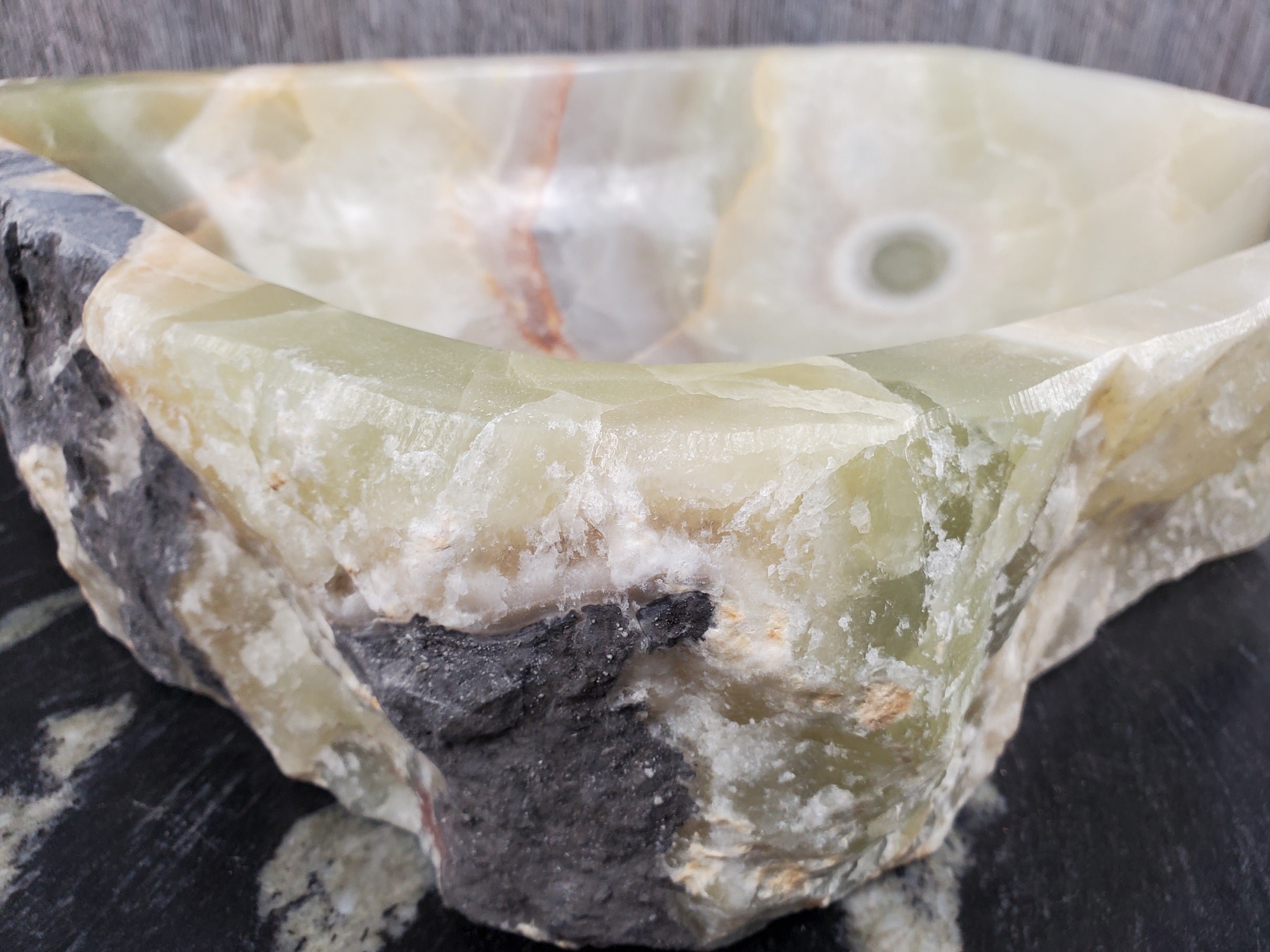 S24_13 Green Onyx Stone Vessel Bathroom Sink - 17.5 x 13.5 inch