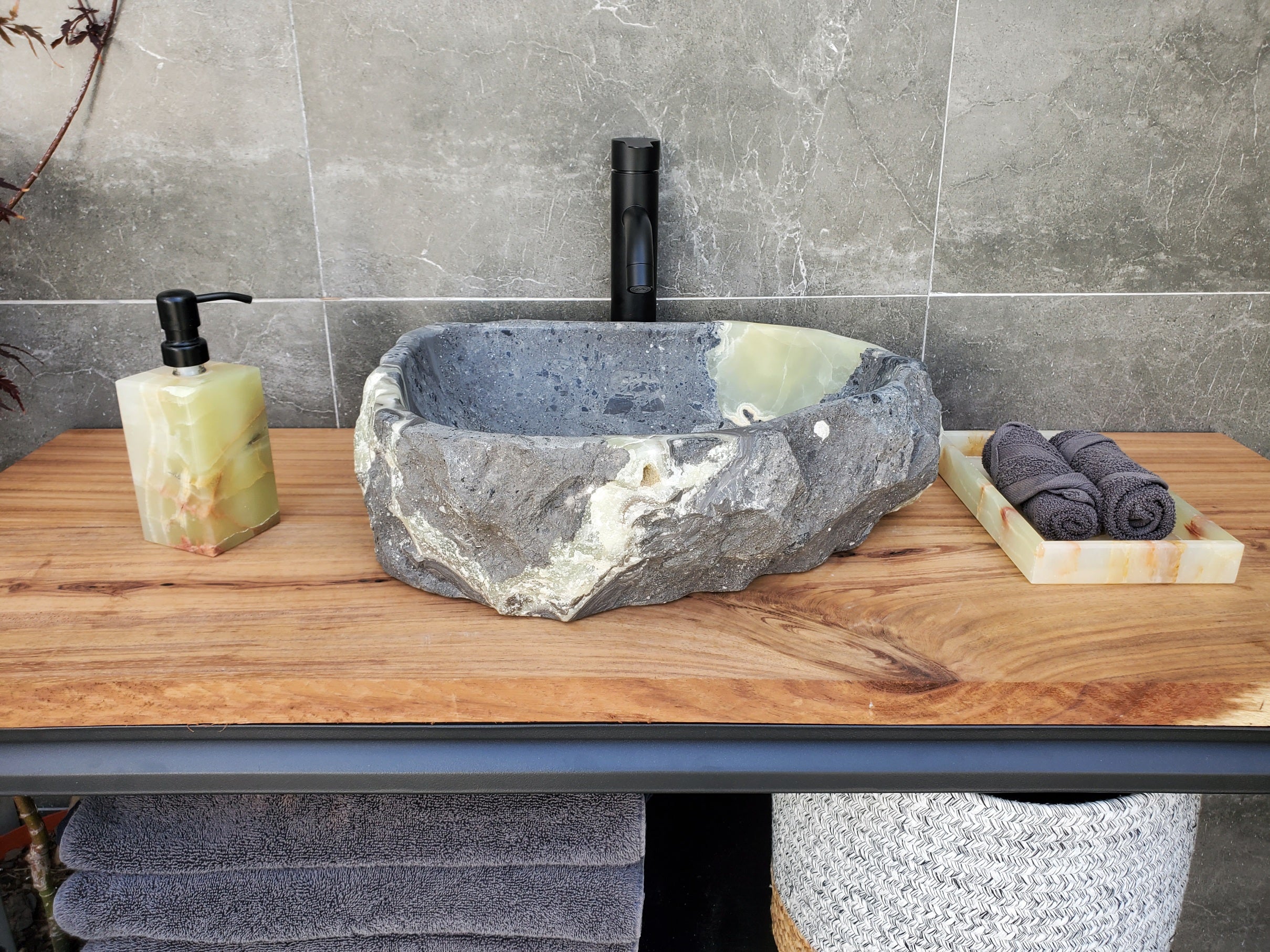 S30_23 Onyx Stone Vessel Bathroom Sink