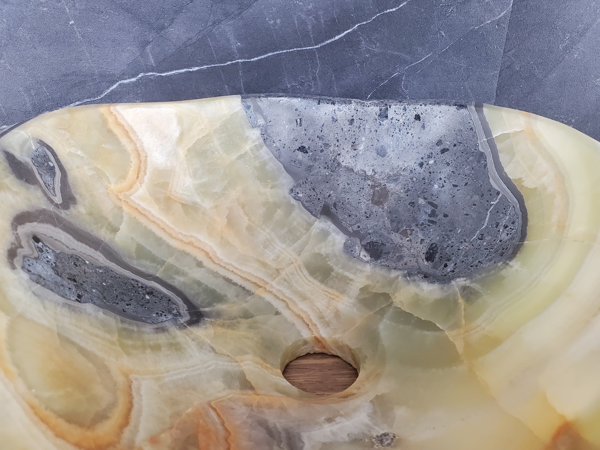 S28_26 Onyx Stone Vessel Bathroom Sink - 15 x 13 inch