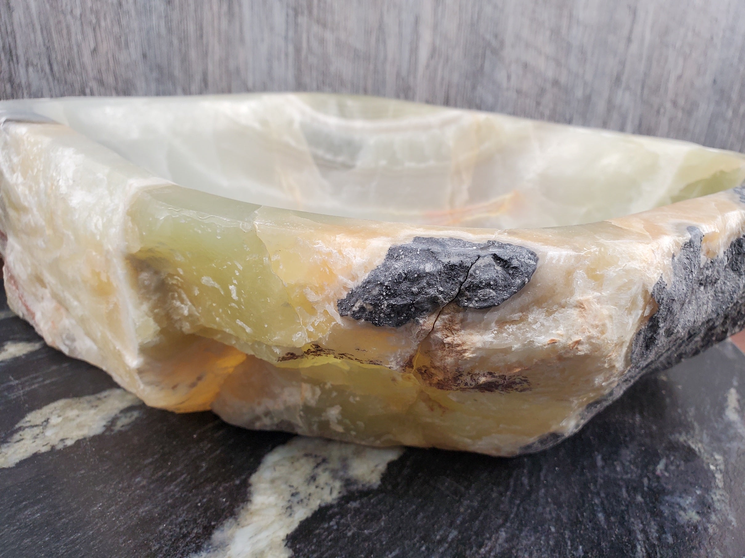 S24_14 Green Onyx Stone Vessel Bathroom Sink - 17 x 13 inch