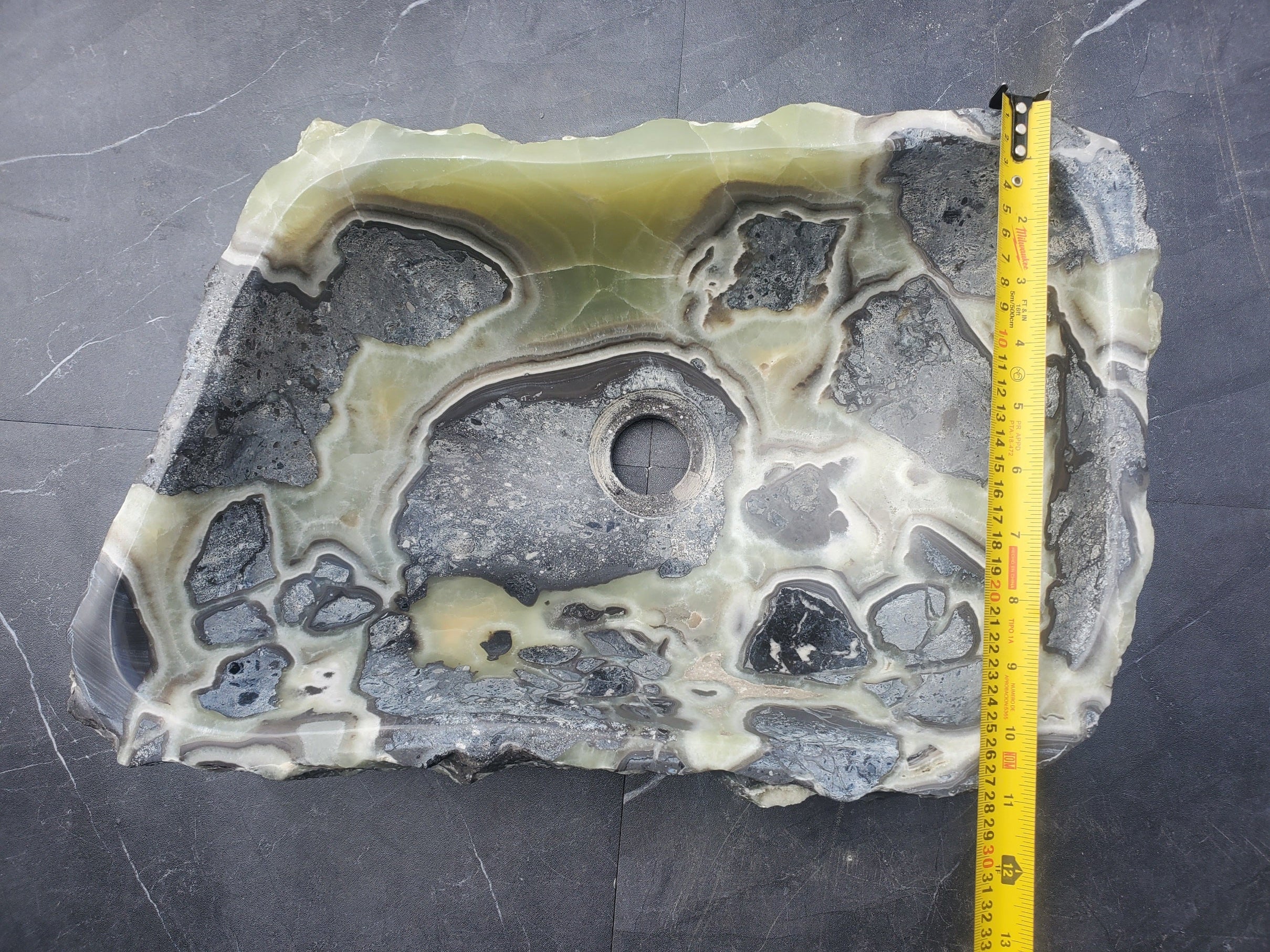 S30_21 Onyx Stone Vessel Bathroom Sink - 16.5 x 11 inch