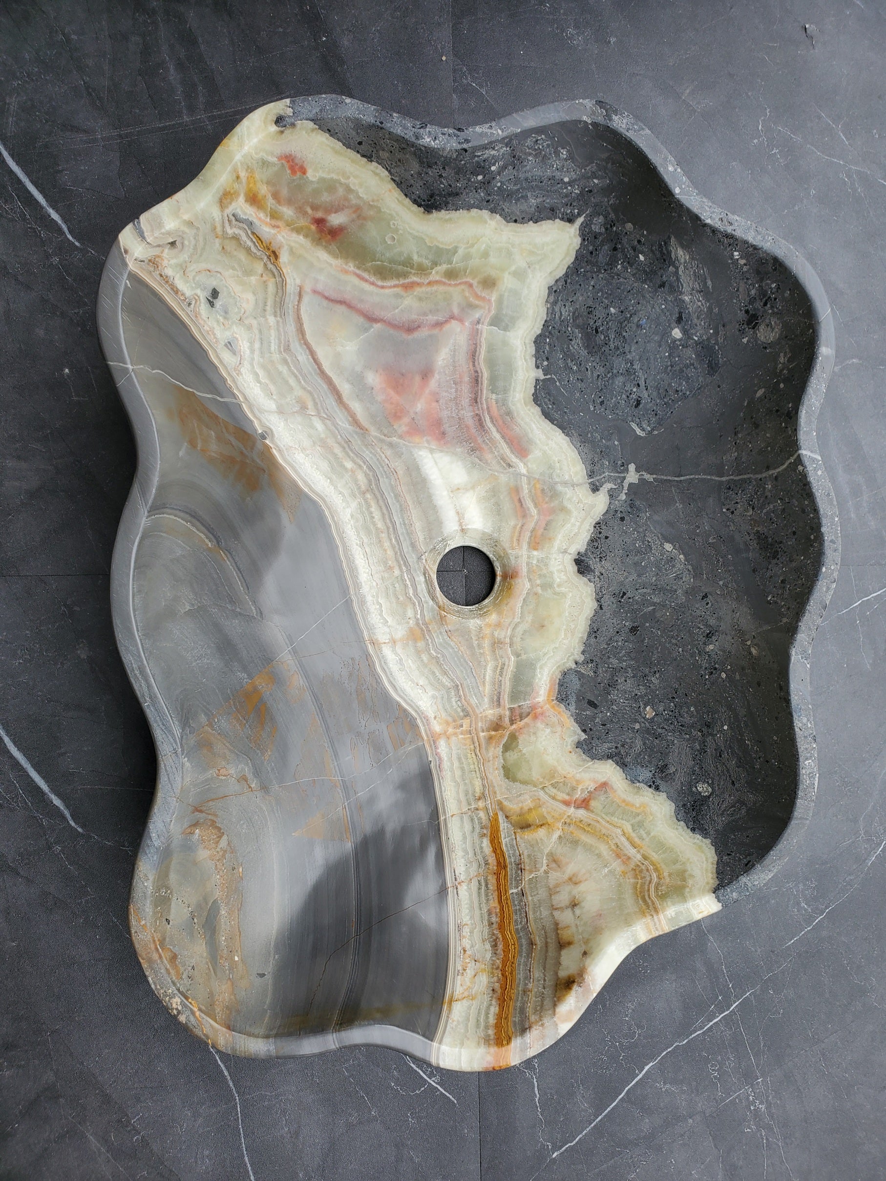S30_33 Onyx Stone Vessel Bathroom Sink - 20.5 x 16 inch