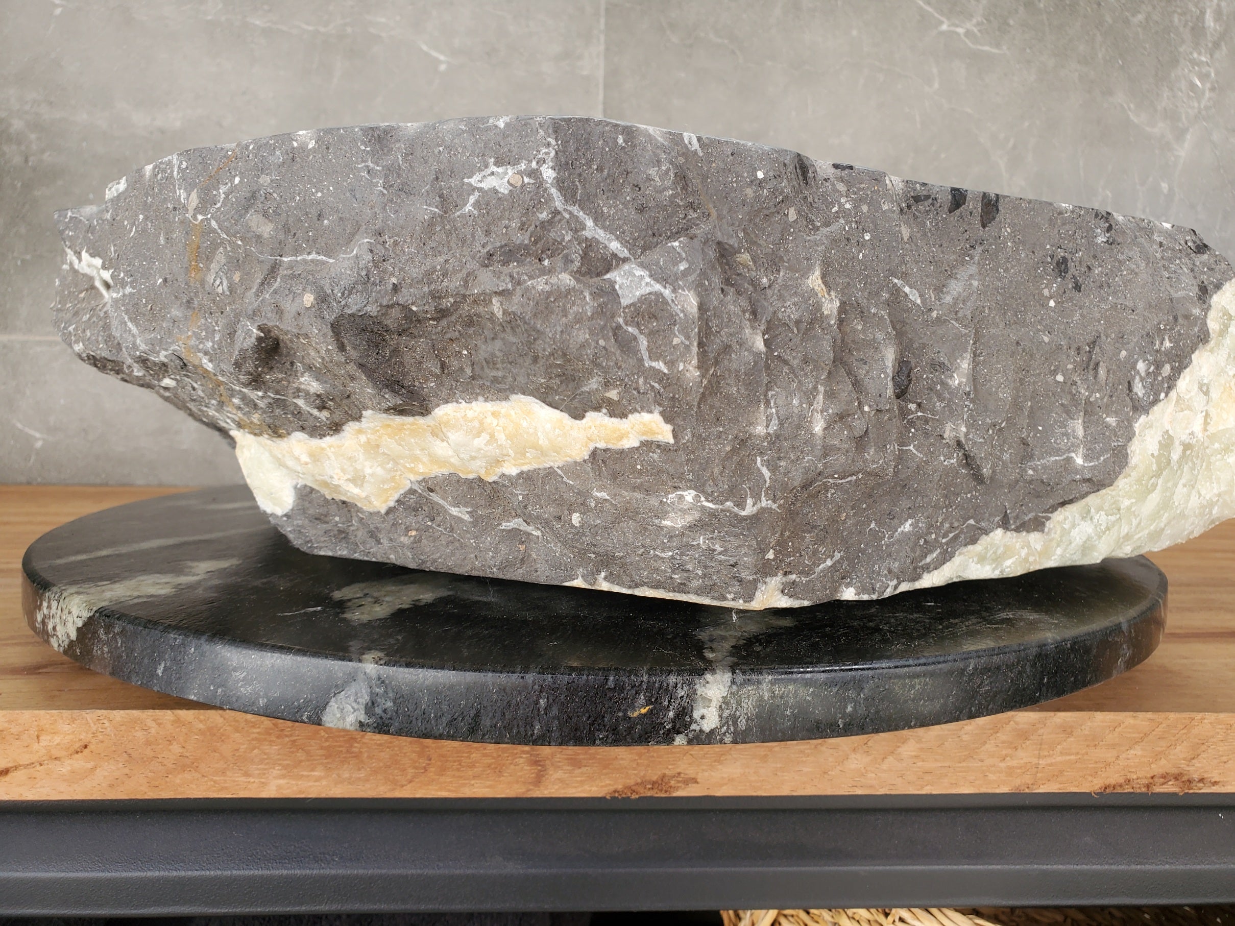 S33_04 Onyx and Slate Stone Vessel Bathroom Sink - 19 x 16 inch