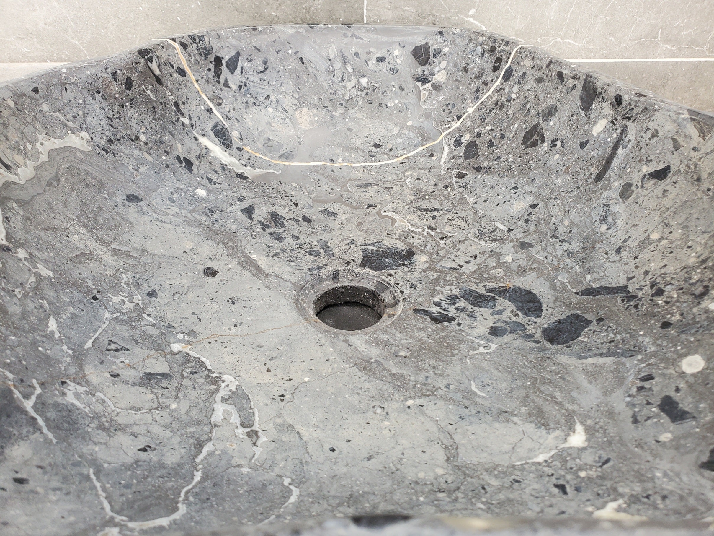 S33_04 Onyx and Slate Stone Vessel Bathroom Sink - 19 x 16 inch