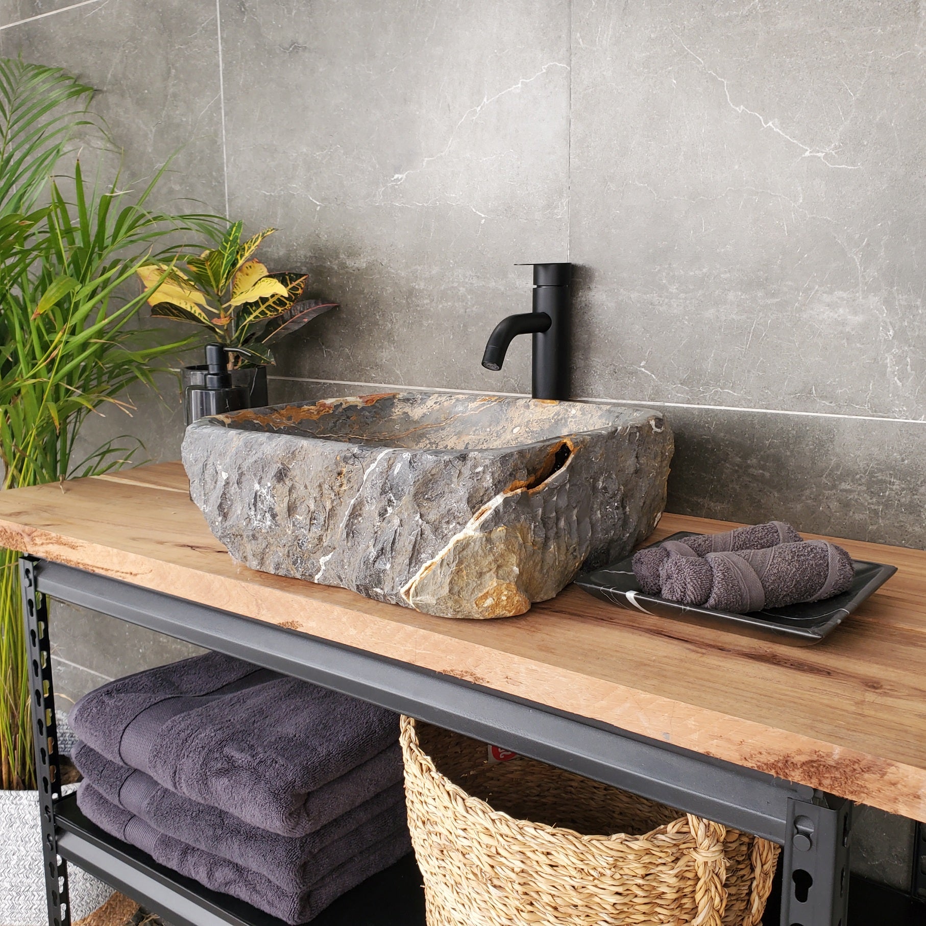 S33_01 Onyx Stone Vessel Bathroom Sink - 15.5 x 15