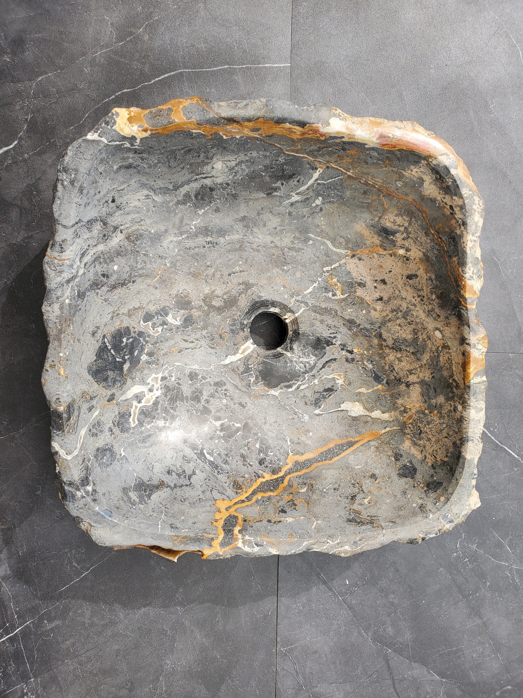 S33_01 Onyx Stone Vessel Bathroom Sink - 15.5 x 15