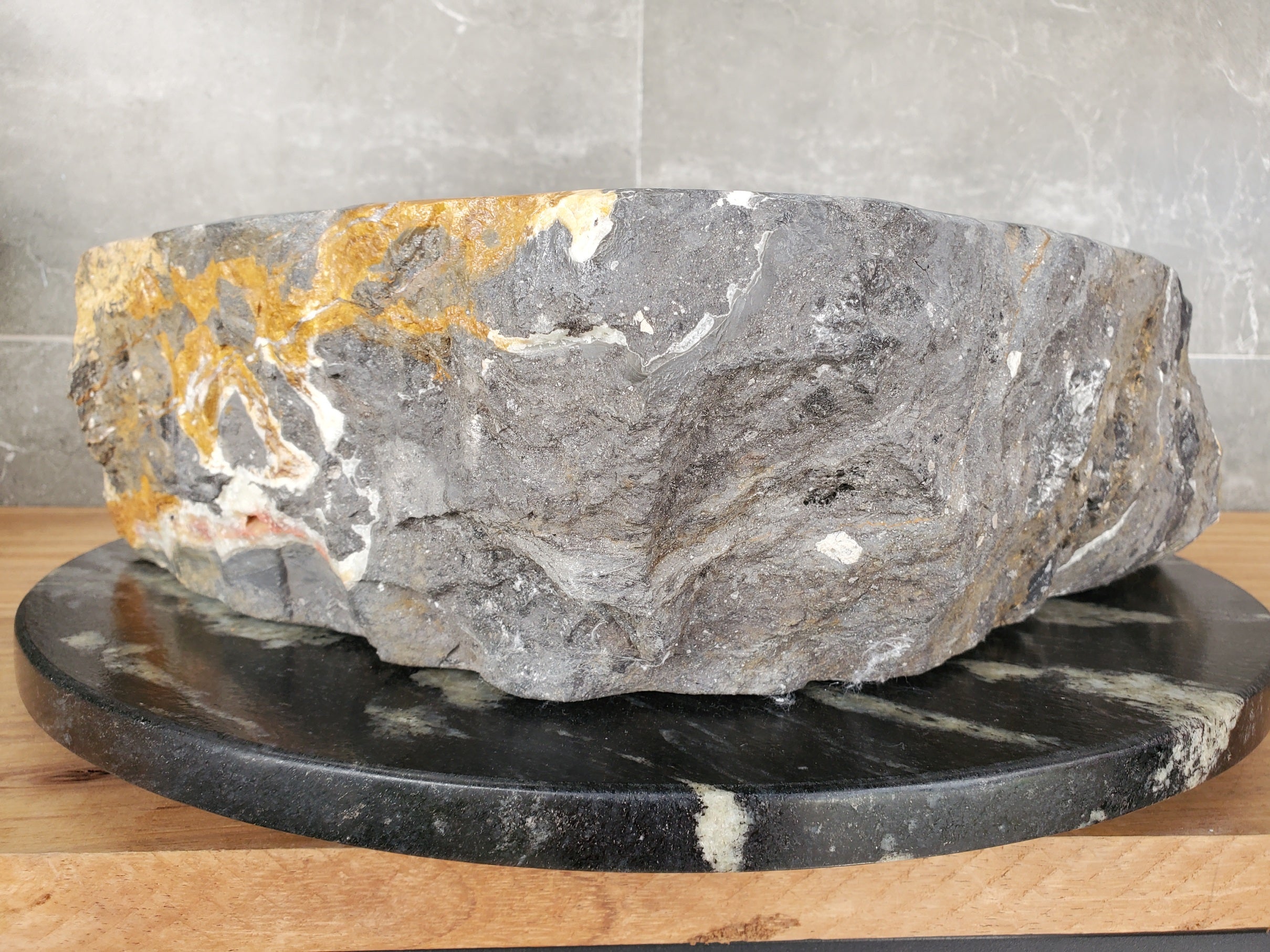 S33_01 Onyx Stone Vessel Bathroom Sink - 15.5 x 15
