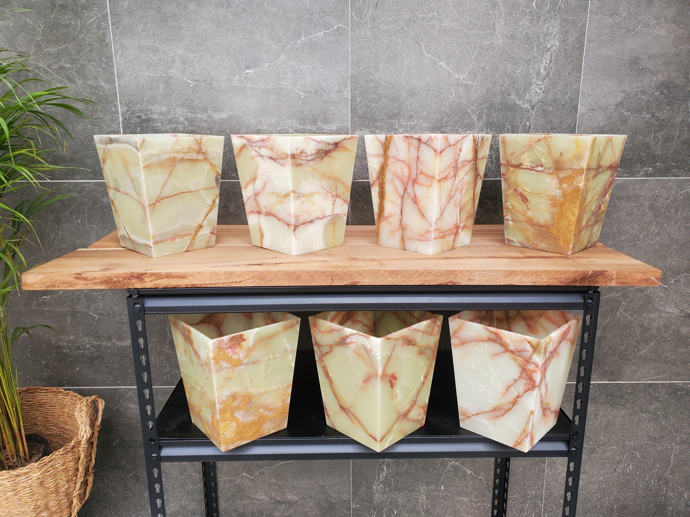 WB_15SQ Onyx Stone Waste Basket