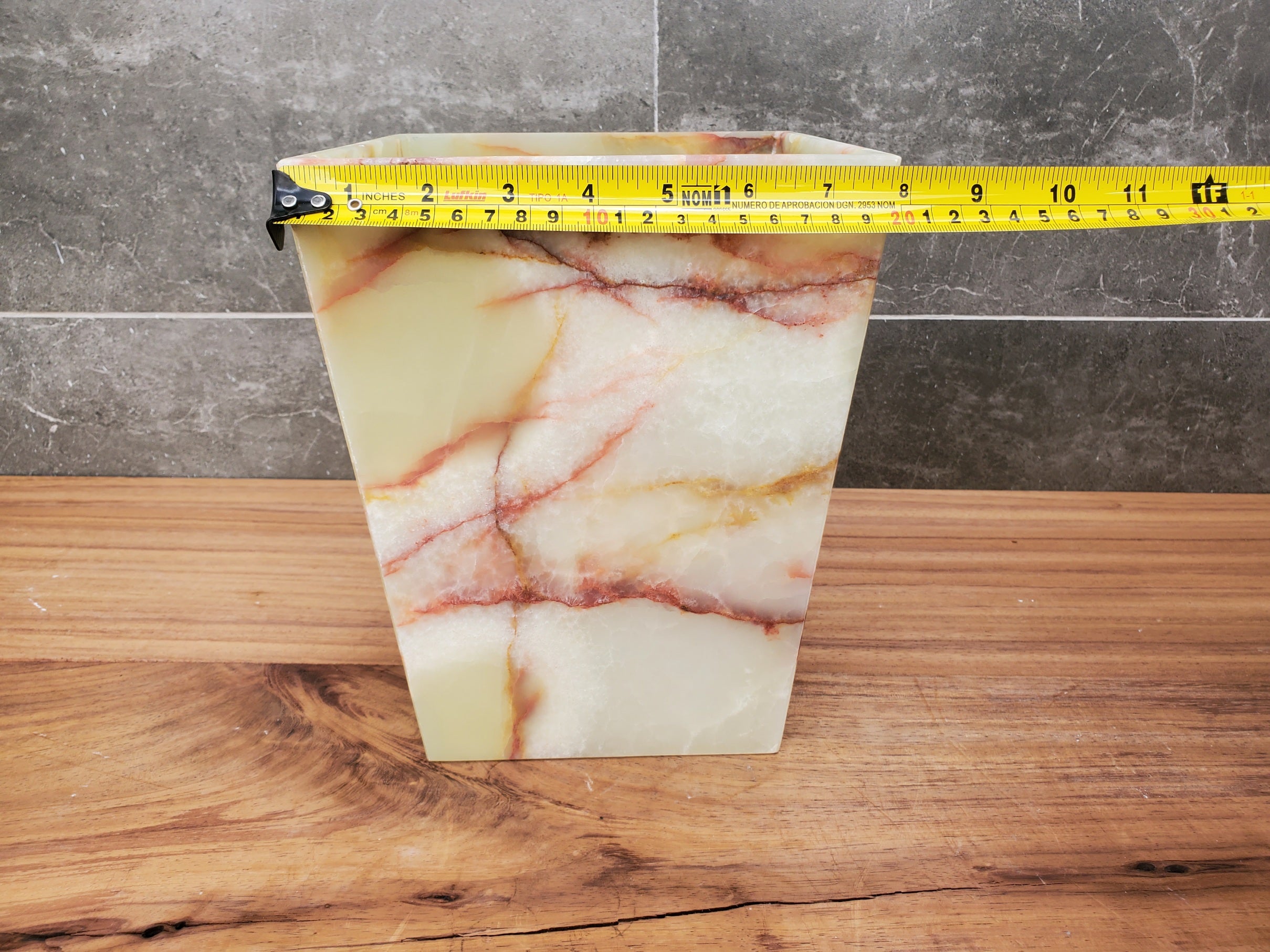 WB_15SQ Onyx Stone Waste Basket