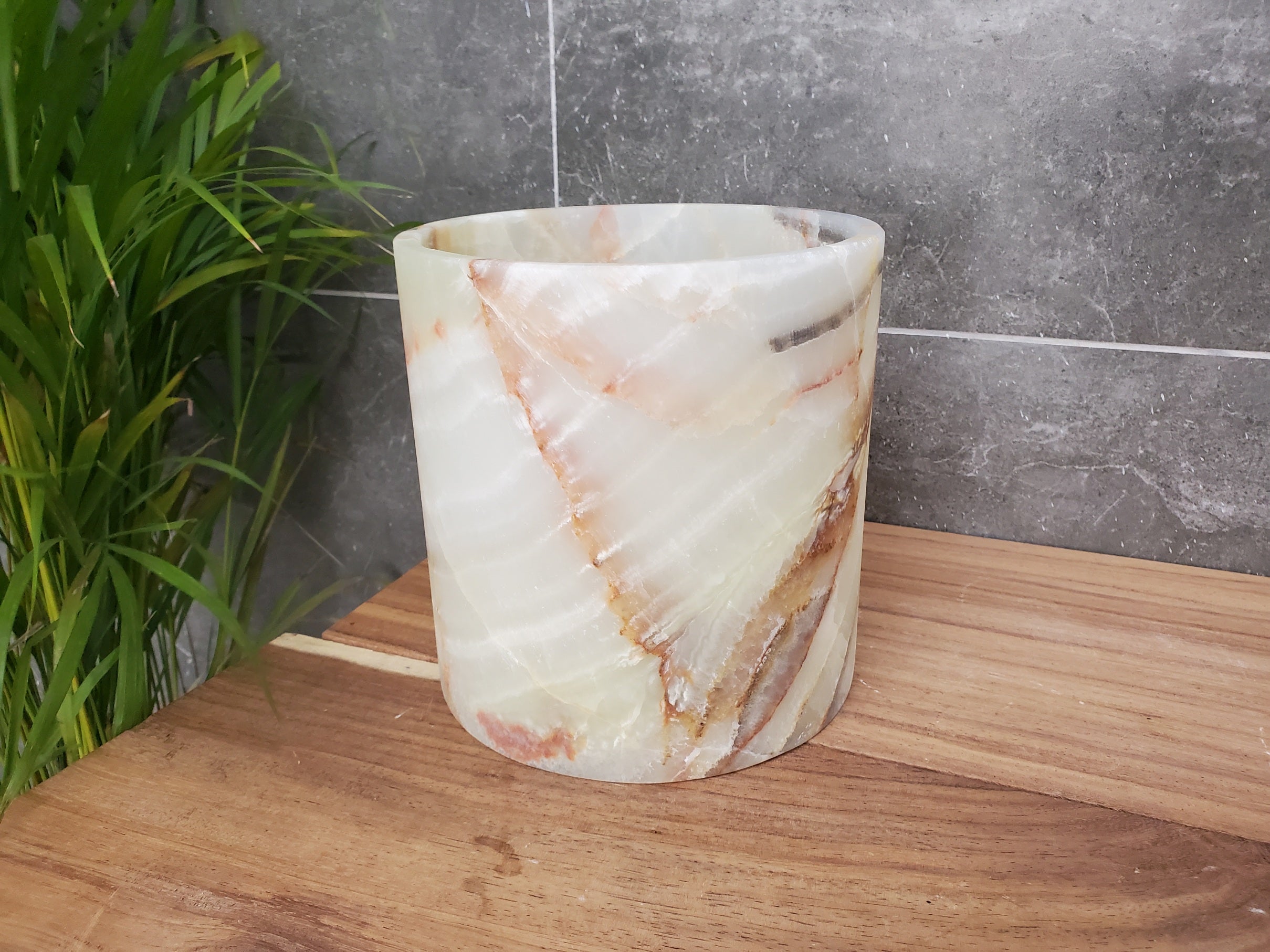 WB_18RD Onyx Stone Waste Basket