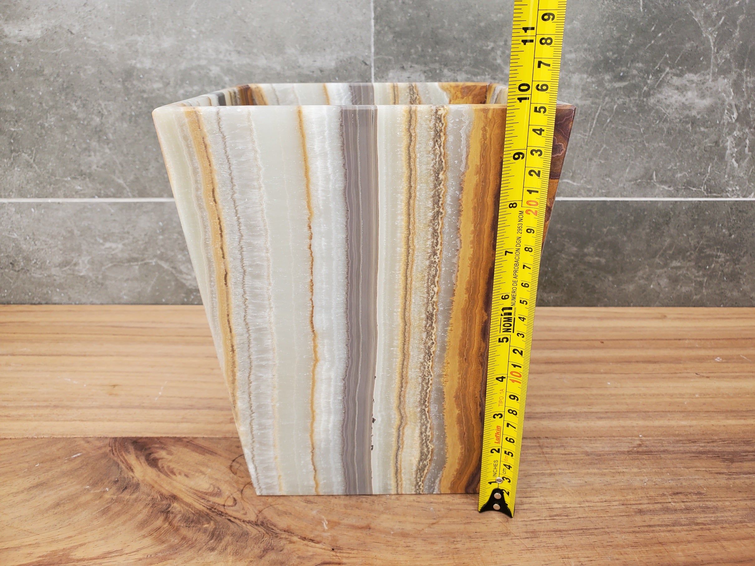 WB_17SQ Onyx Stone Waste Basket