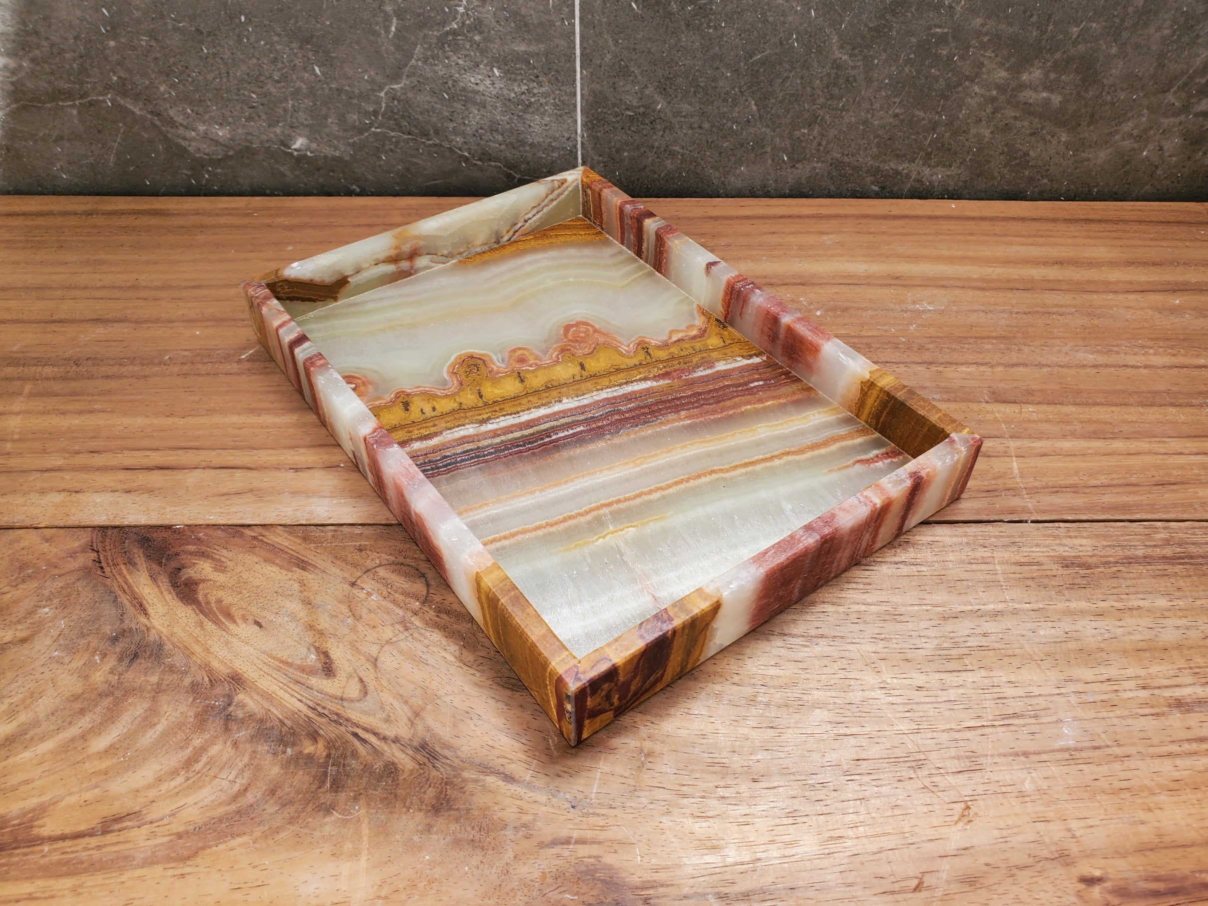 TRAY08 Green Onyx Stone Tray, Jewelry Organizer