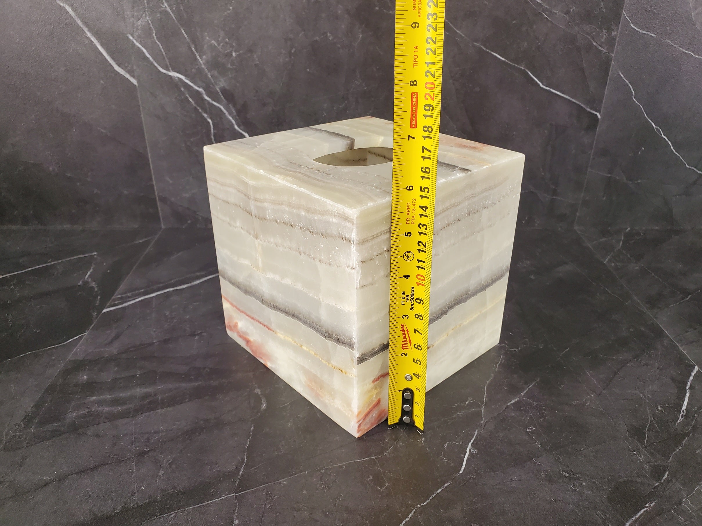 TCSQ_50 Green Onyx Tissue Box Cover (Cube)