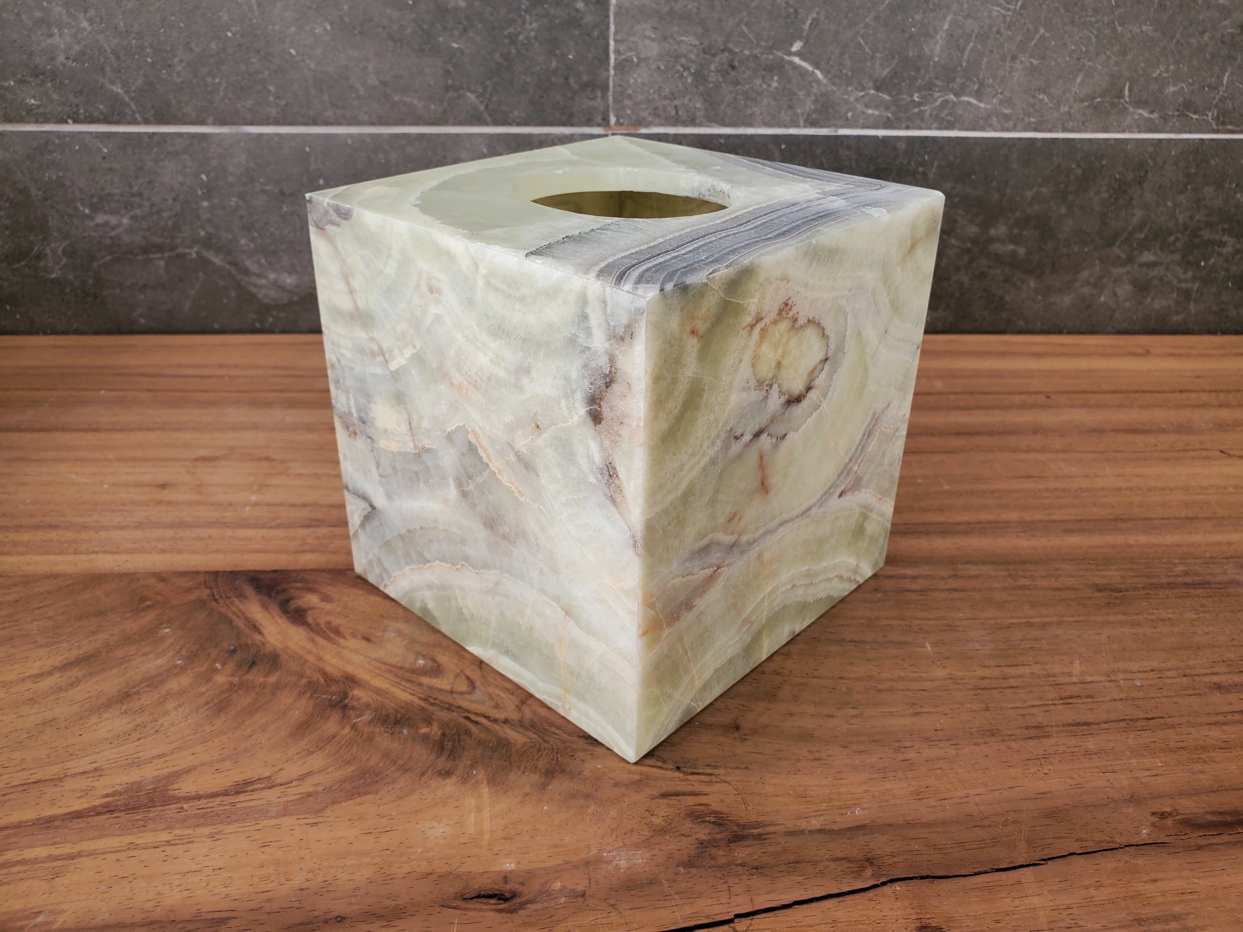 TCSQ_64 Green Onyx Tissue Box Cover (Cube) Tissue Box Cover Bath Decor Tissue Box Covers