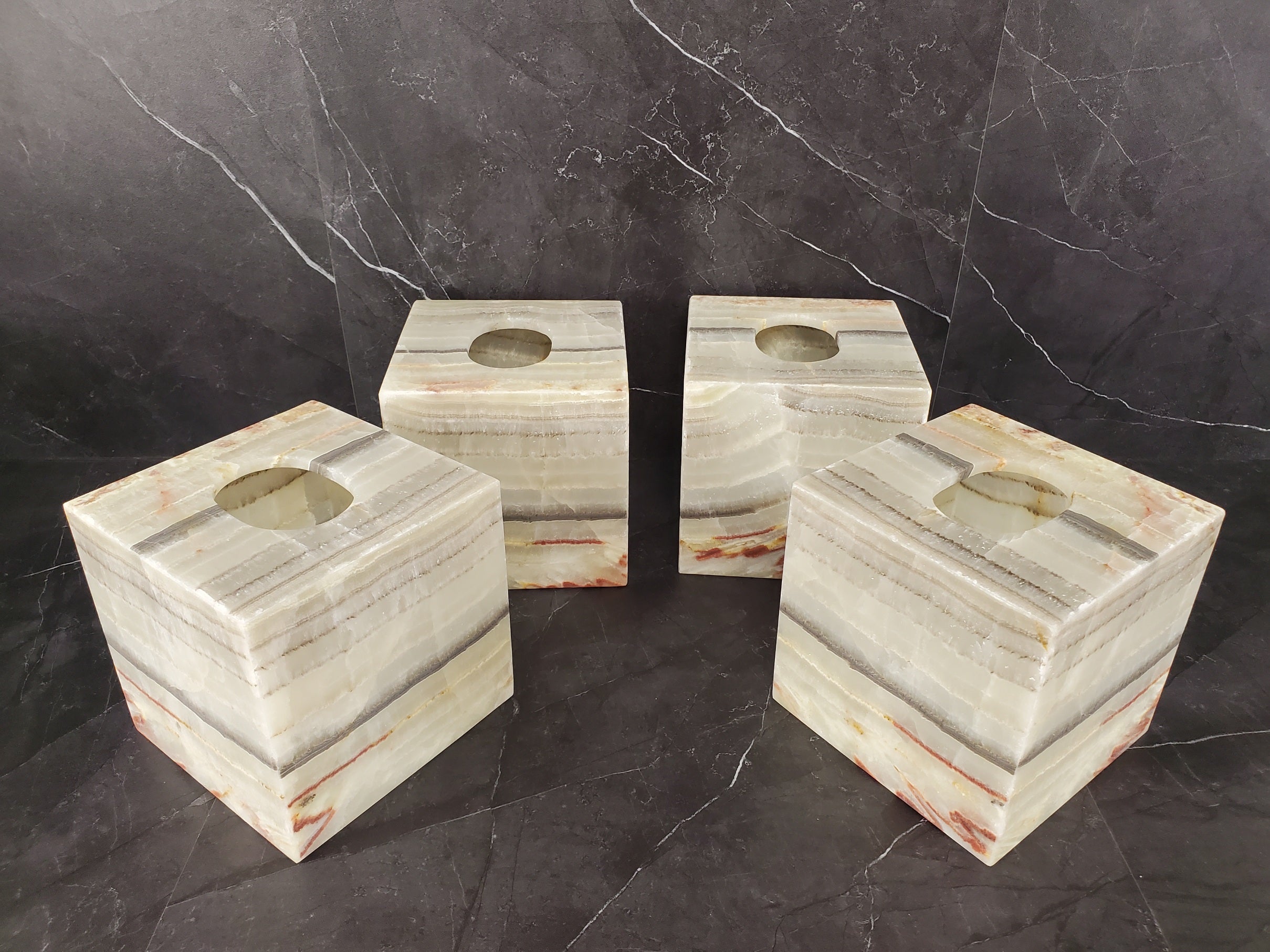 TCSQ_50 Green Onyx Tissue Box Cover (Cube)