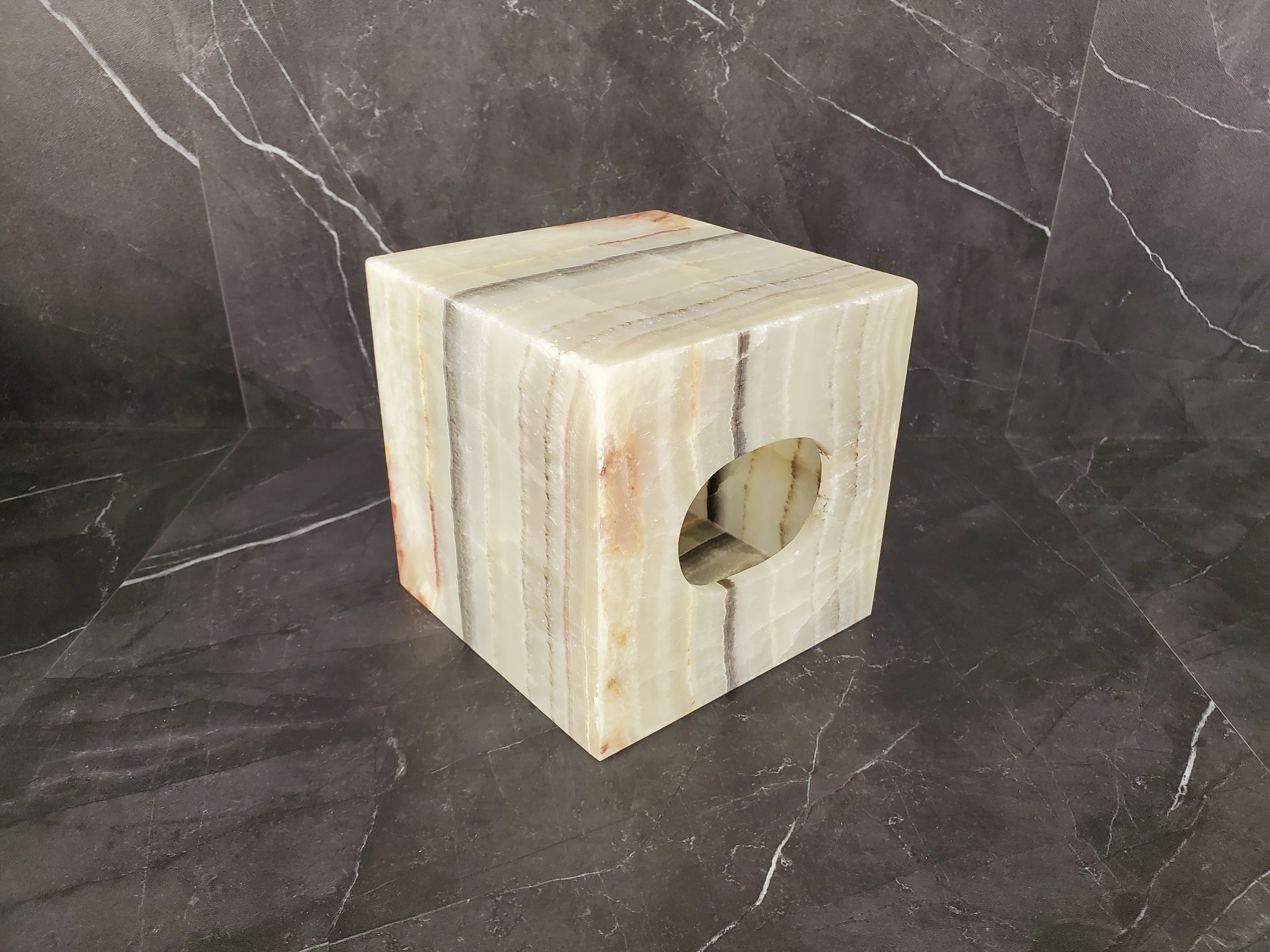 TCSQ_50 Green Onyx Tissue Box Cover (Cube)