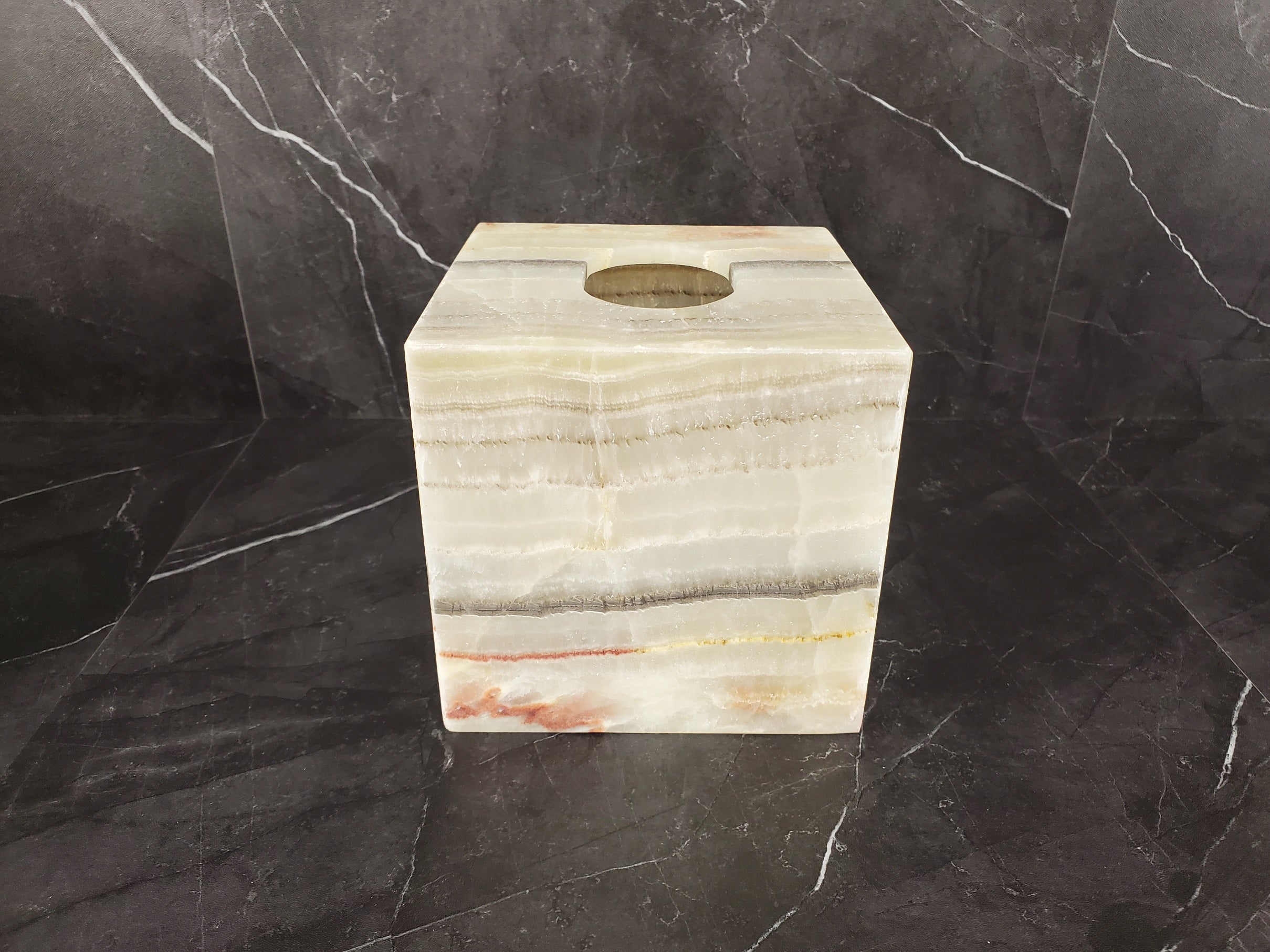 TCSQ_50 Green Onyx Tissue Box Cover (Cube)
