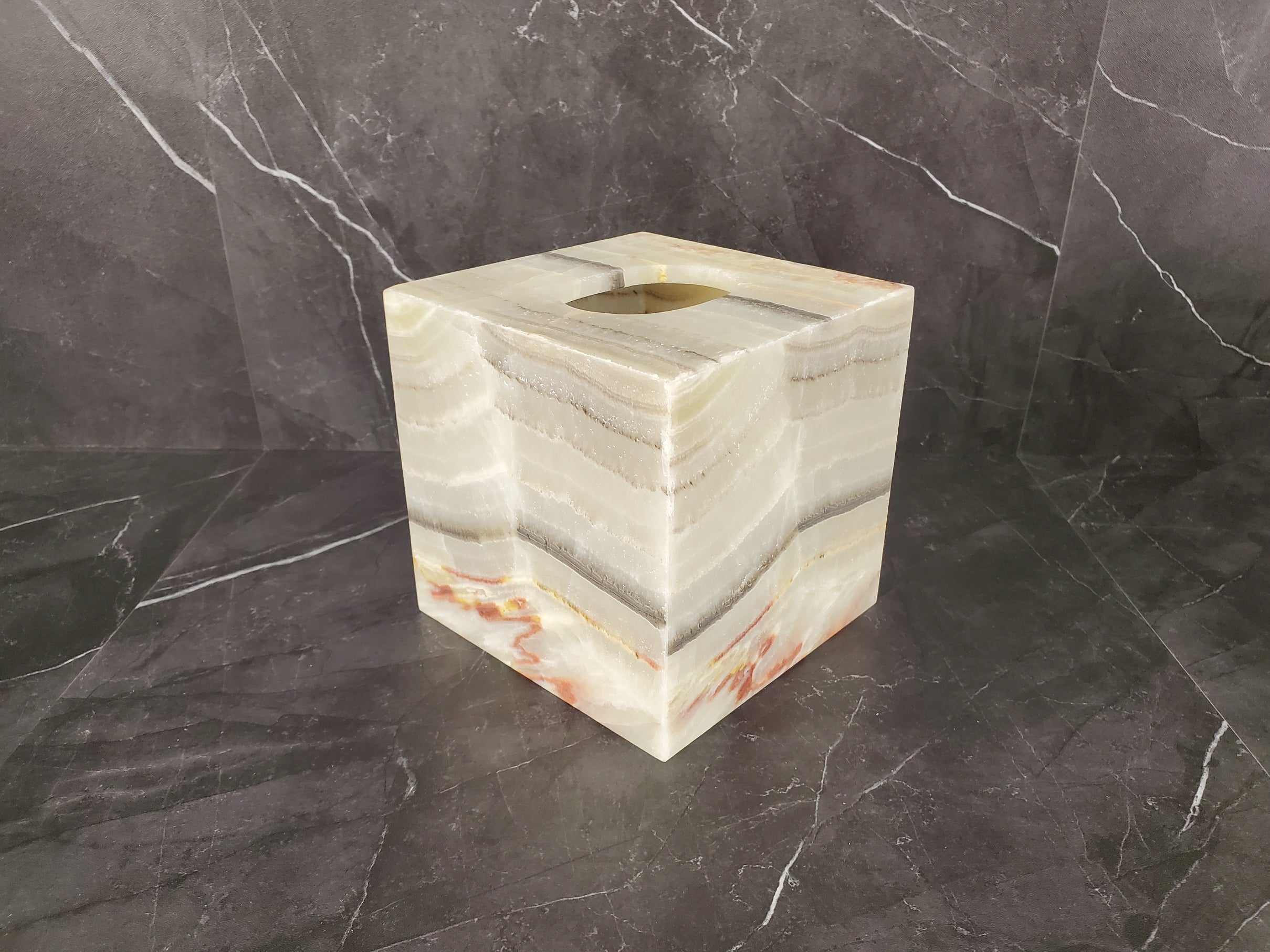 TCSQ_50 Green Onyx Tissue Box Cover (Cube)