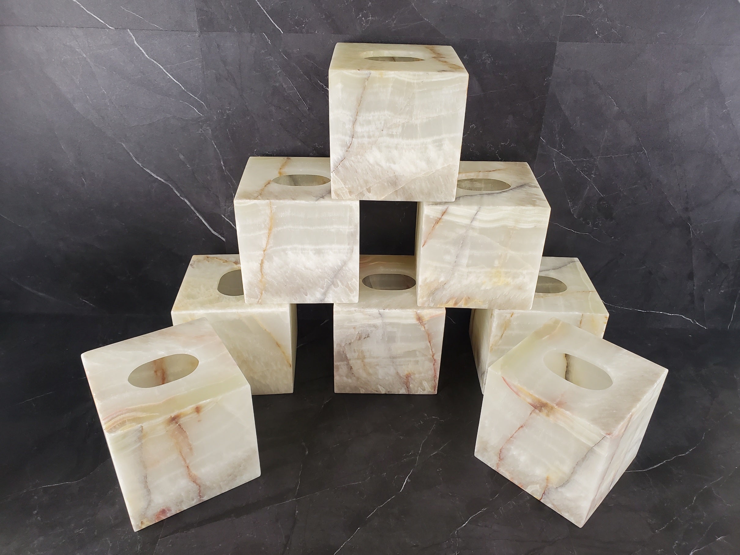 TCSQ_53 Green Onyx Tissue Box Cover (Cube)