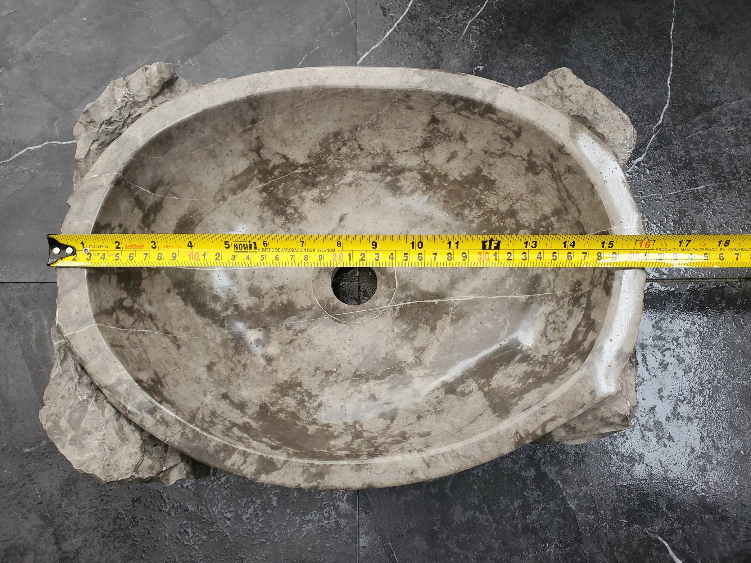 S31_42 Oval Carved Marble Vessel Sink