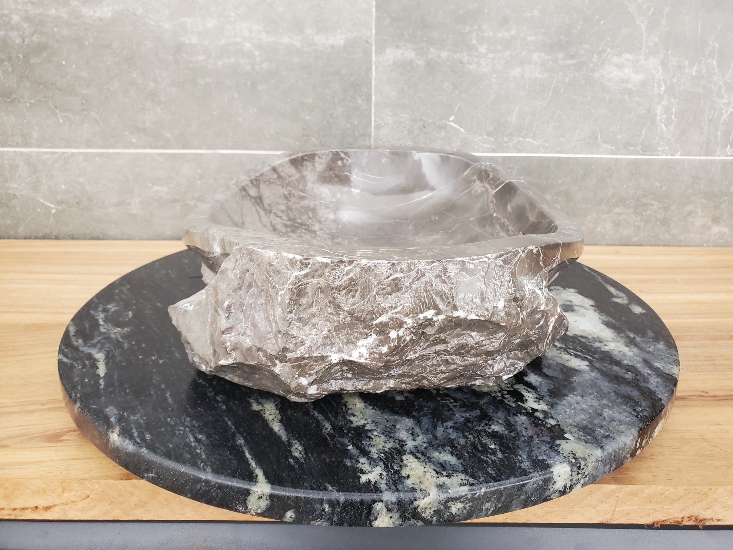 S31_40 Oval Carved Marble Vessel Sink - 16 x 12 inch